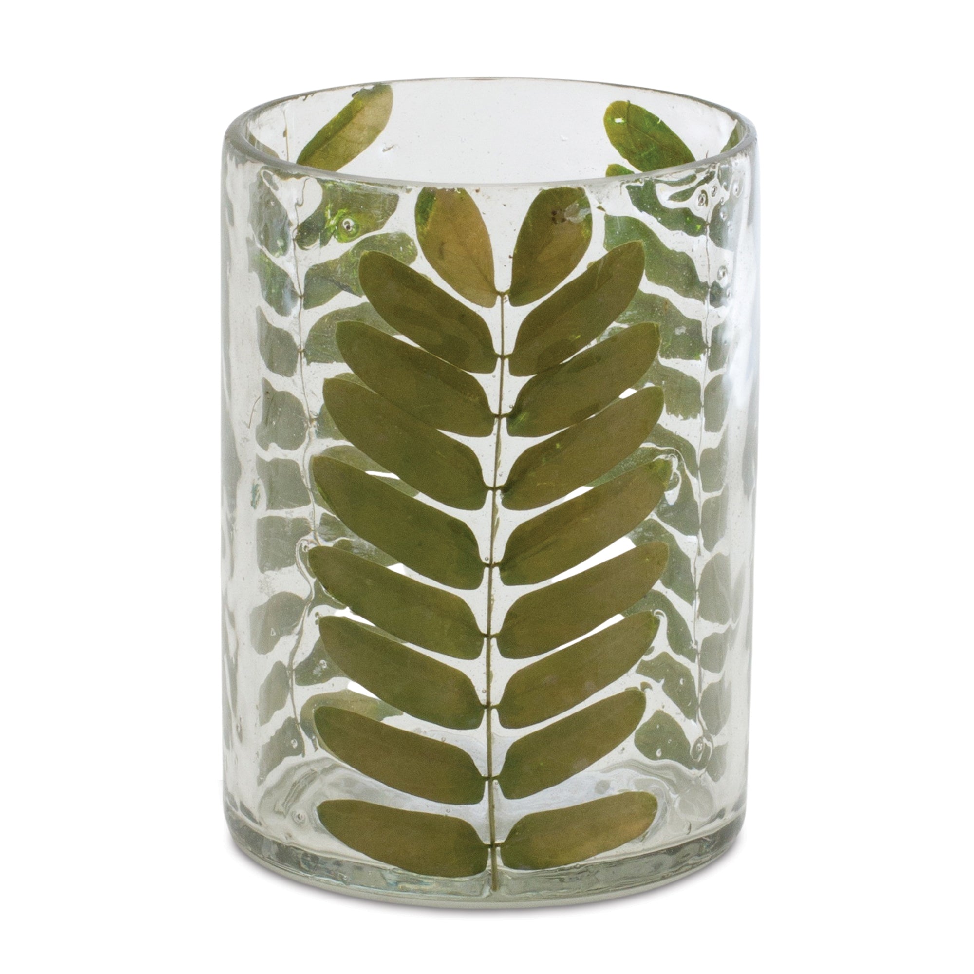 Pressed Leaf Glass Candle Holder (Set of 3)