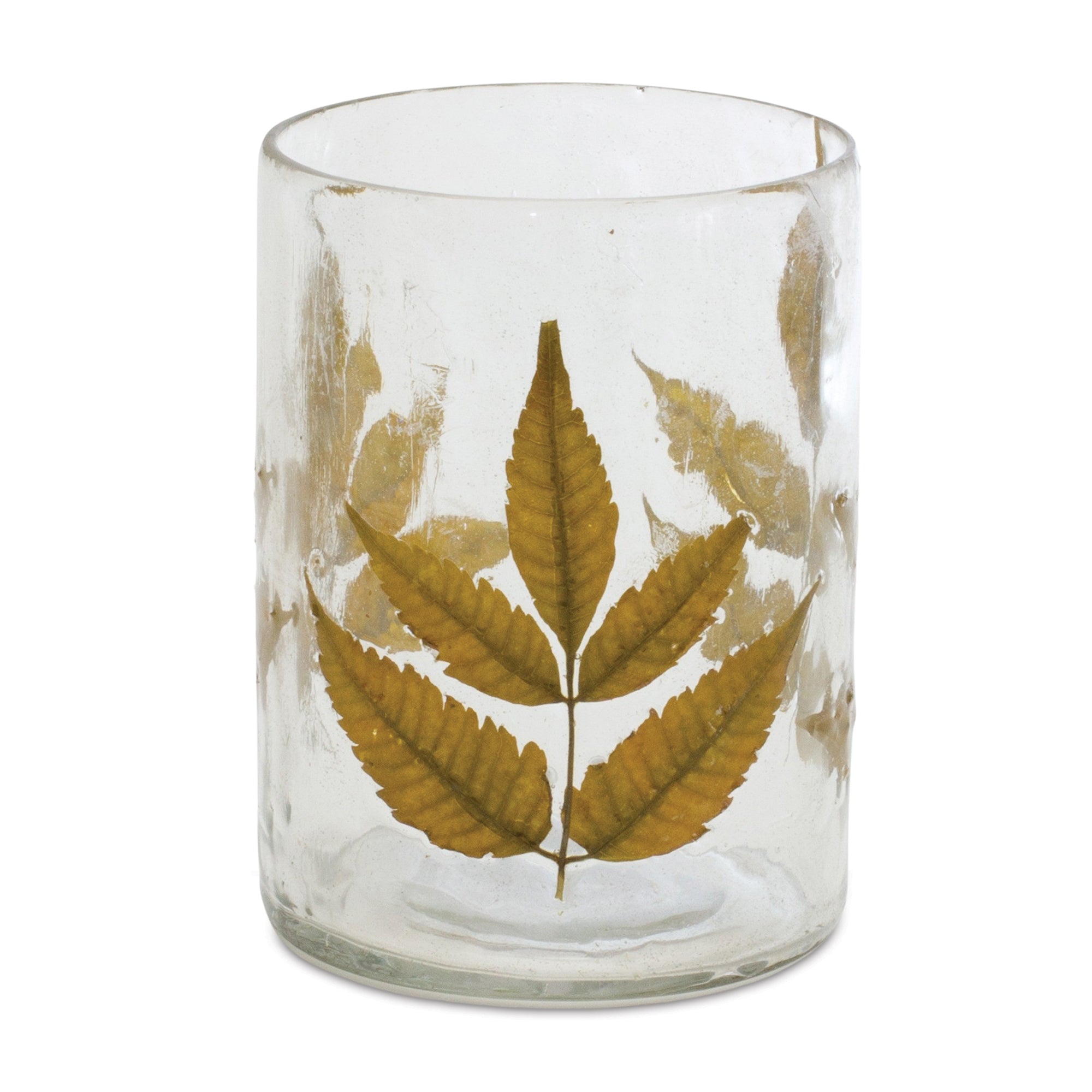 Dried Leaf Glass Candle Holder (Set of 3)