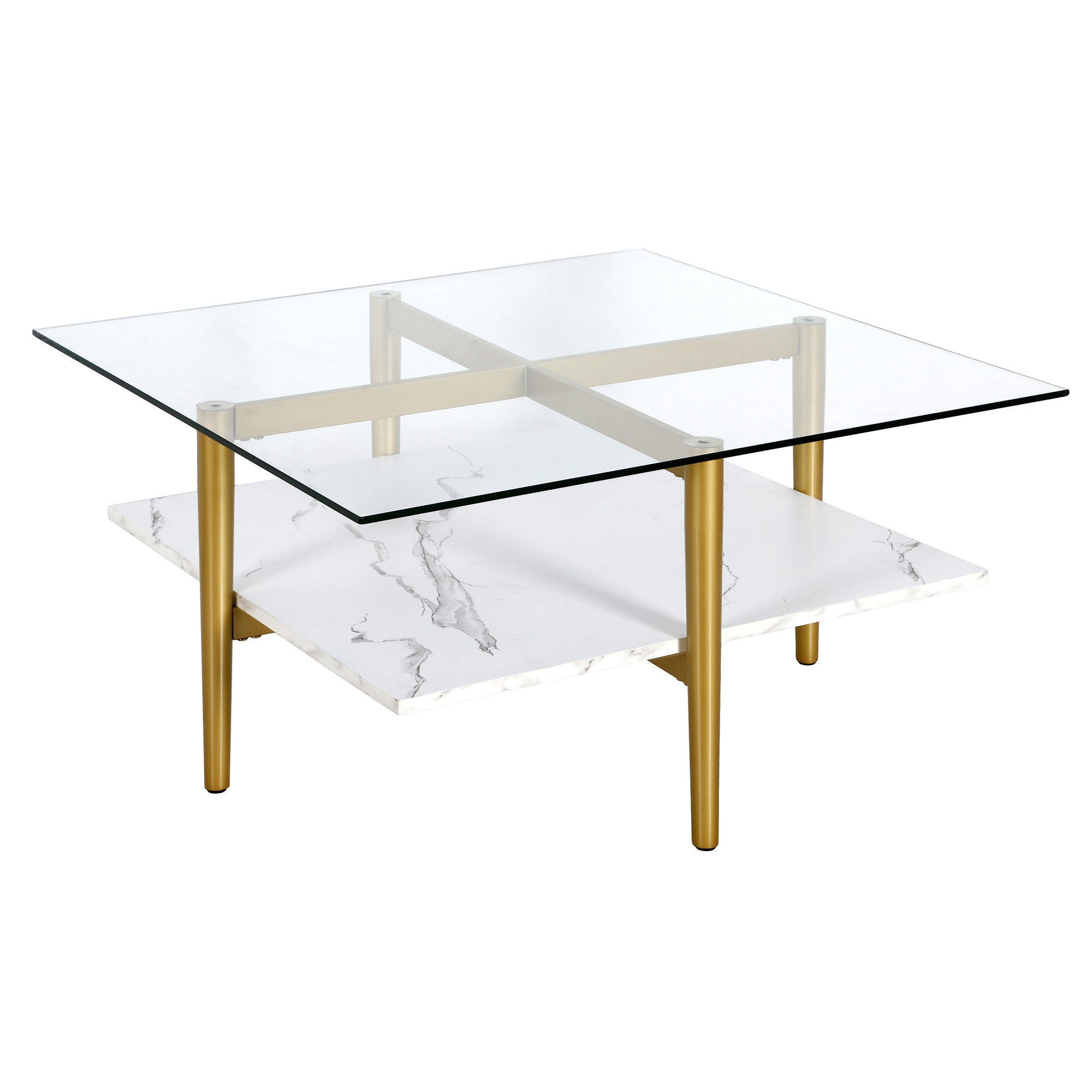 100% Metal Square Coffee Table With Shelf