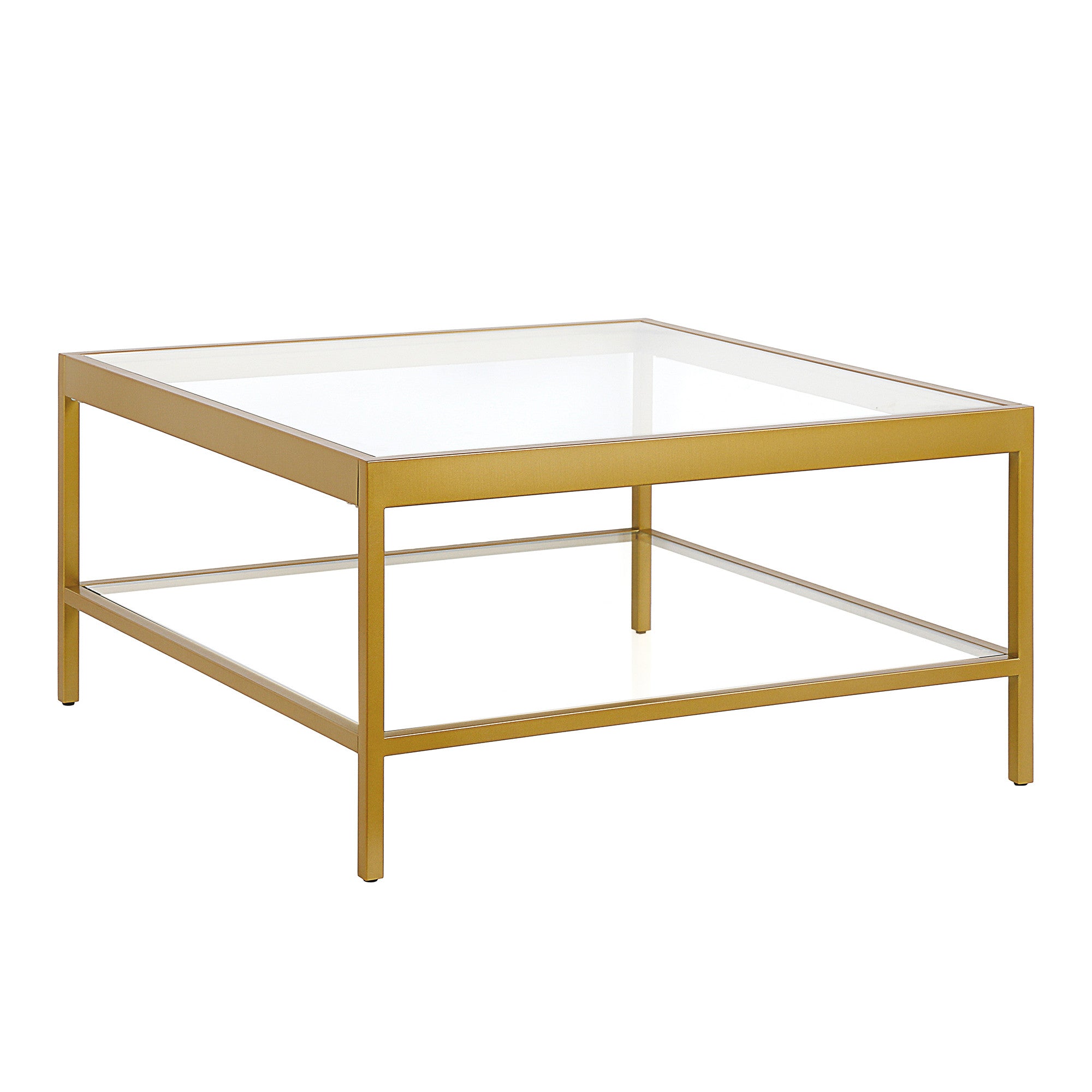 Glass And Steel Square Coffee Table