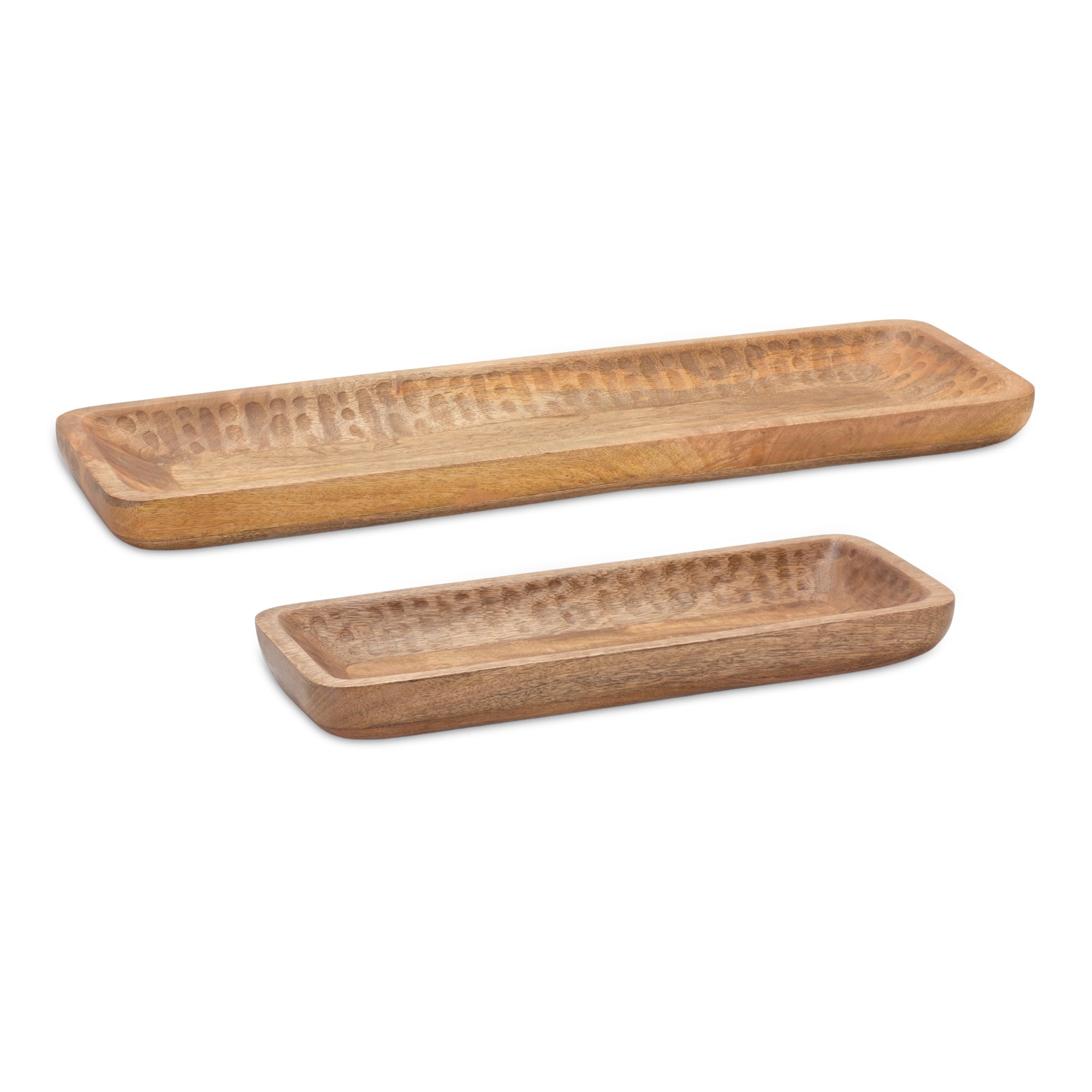 Natural Mango Wood Dough Bowl Tray (Set of 2)