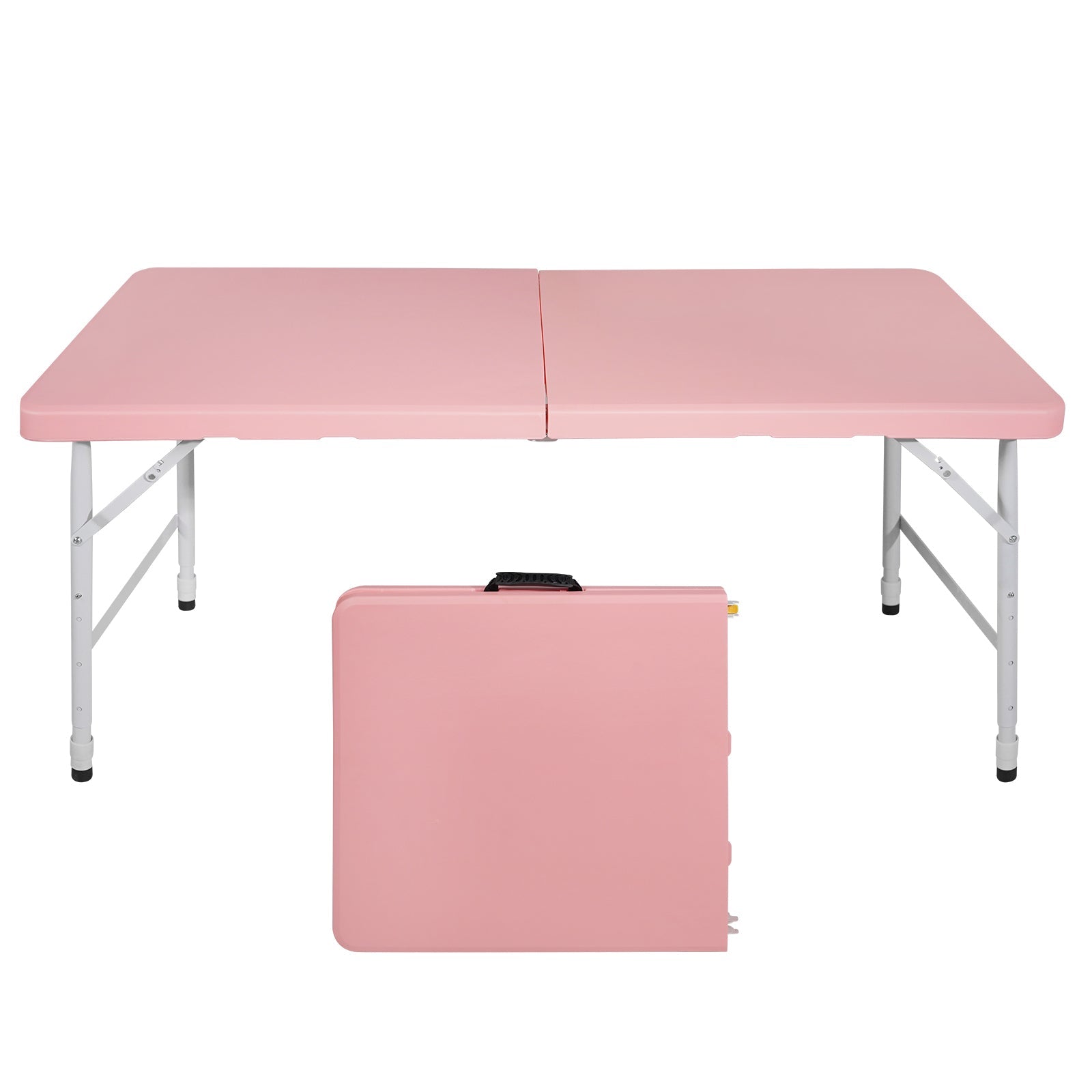 4ft Pink Portable Folding Table Indoor&Outdoor Maximum Weight 135KG Foldable Table for Camping