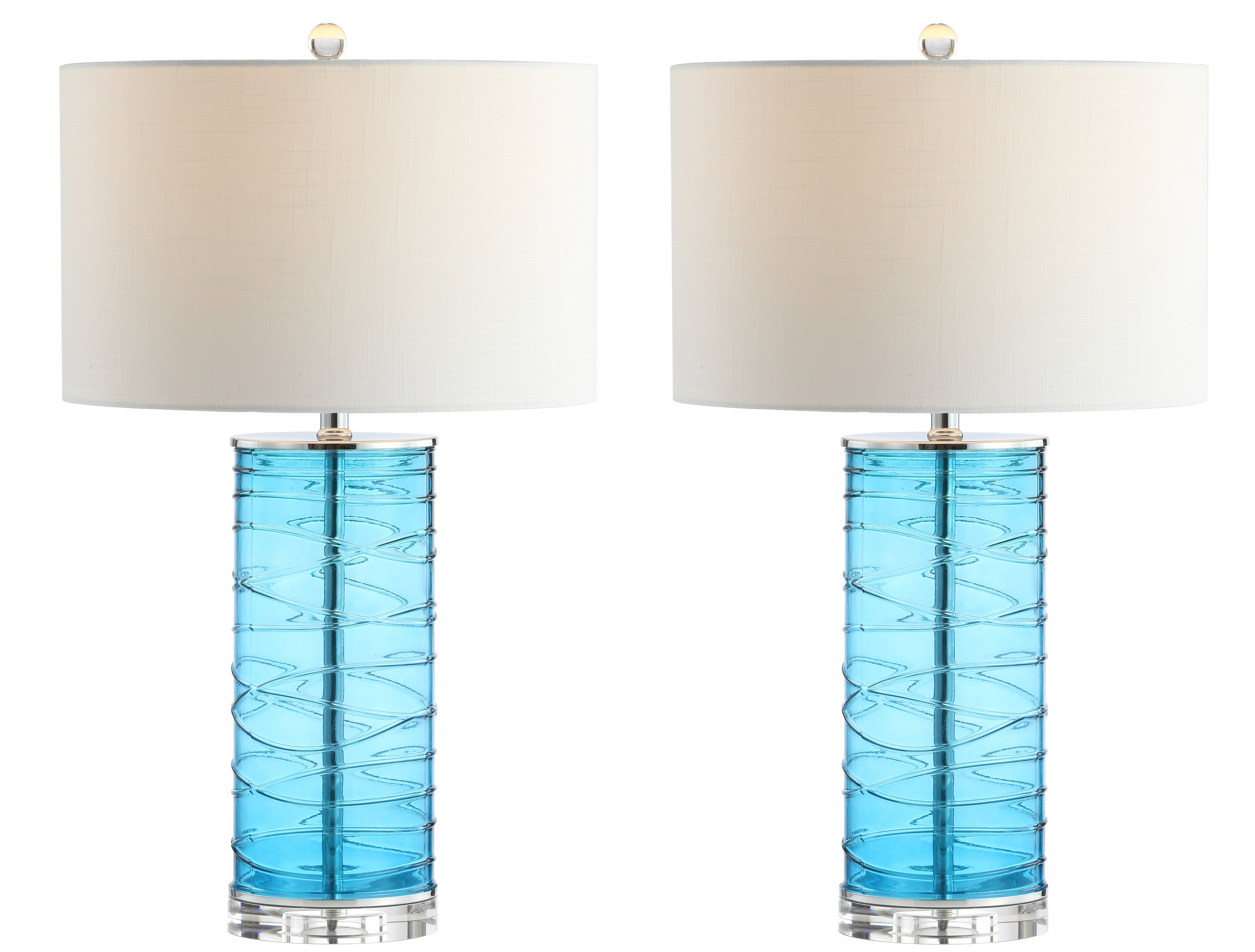 Cole Modern Fused Glass Cylinder LED Table Lamp-Set of 2