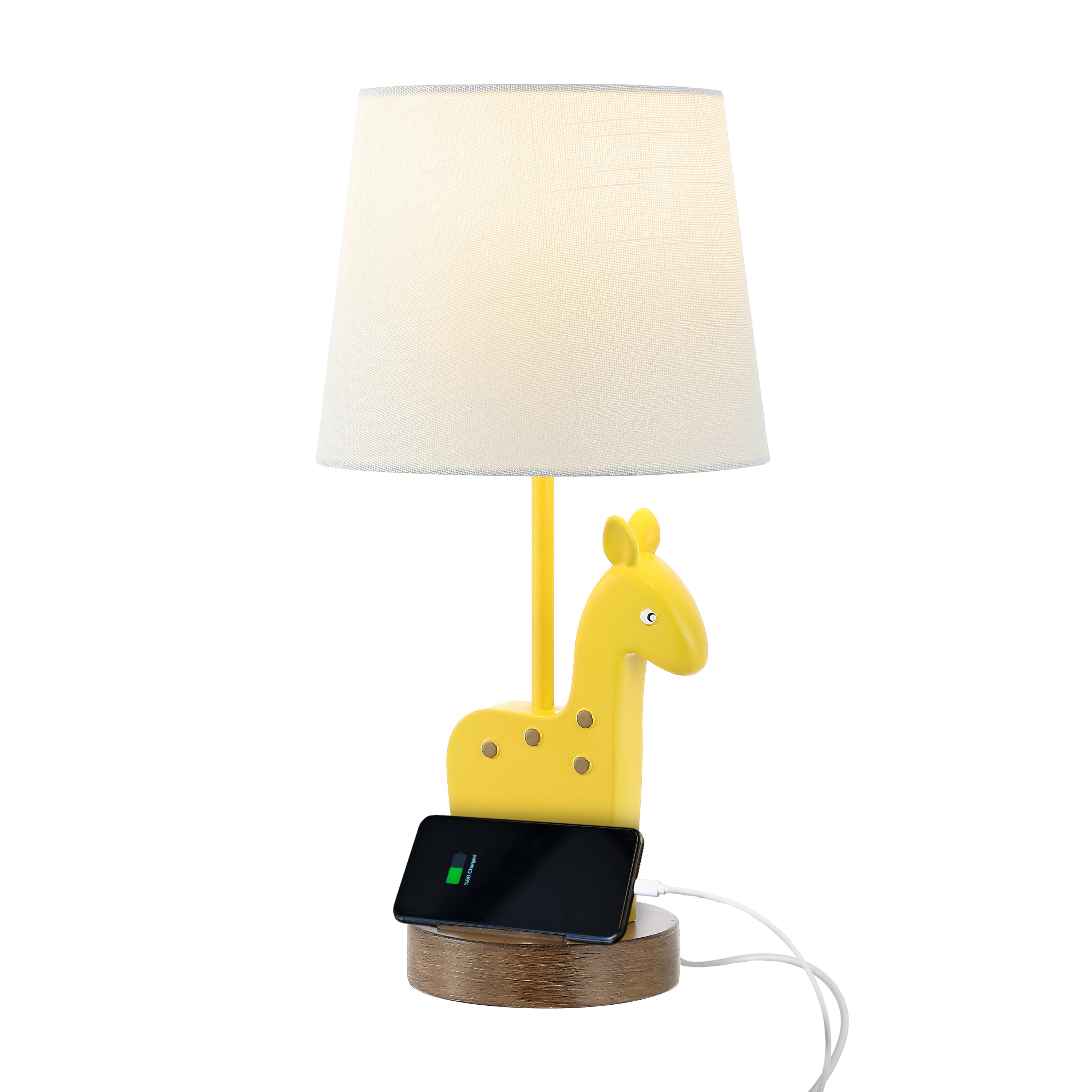 Sahara Mid-Century Vintage Iron/Resin Giraffe LED Kids' Table Lamp with Phone Stand and USB Charging Port