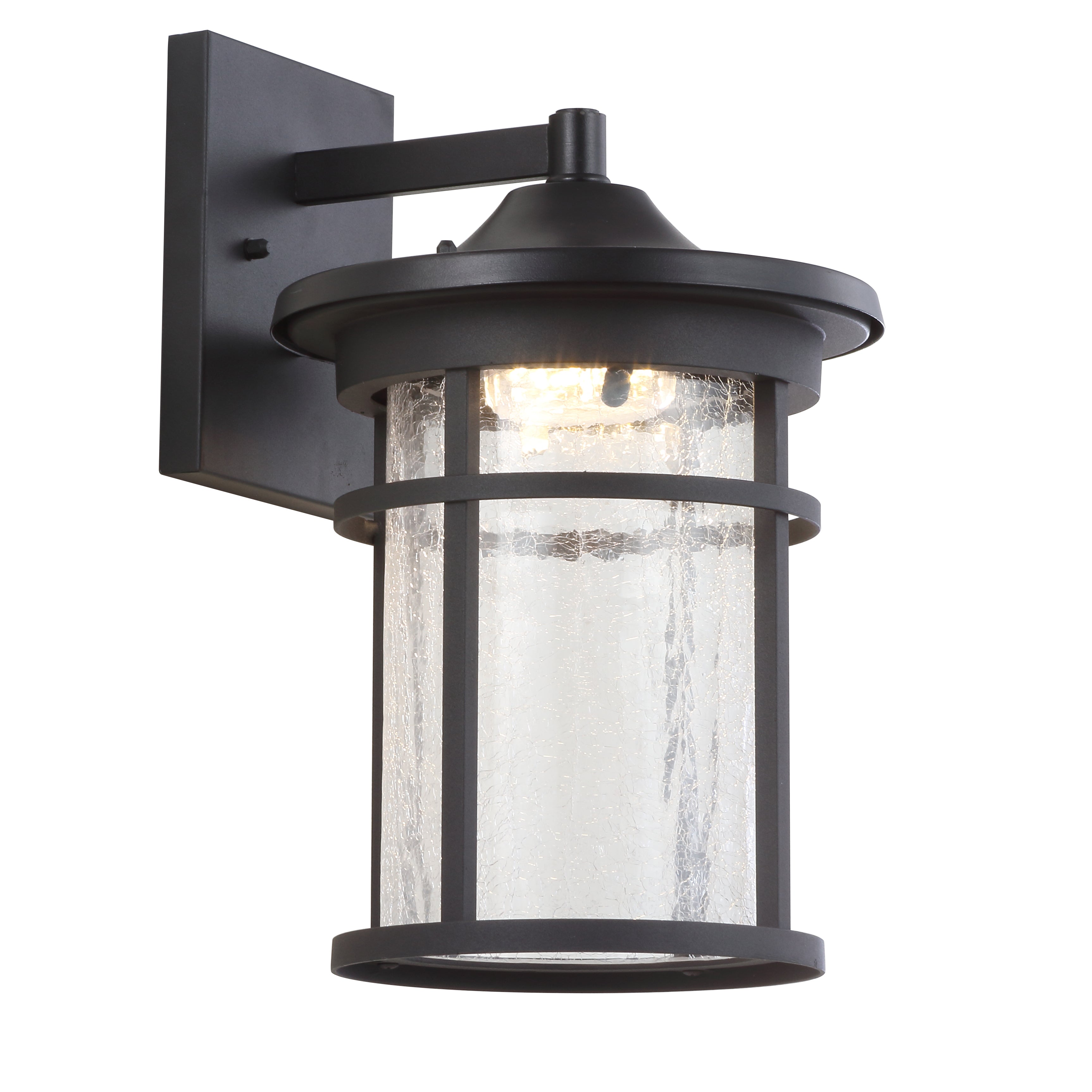 Porto Outdoor Wall Lantern Crackled Glass/Metal Integrated LED Wall Sconce