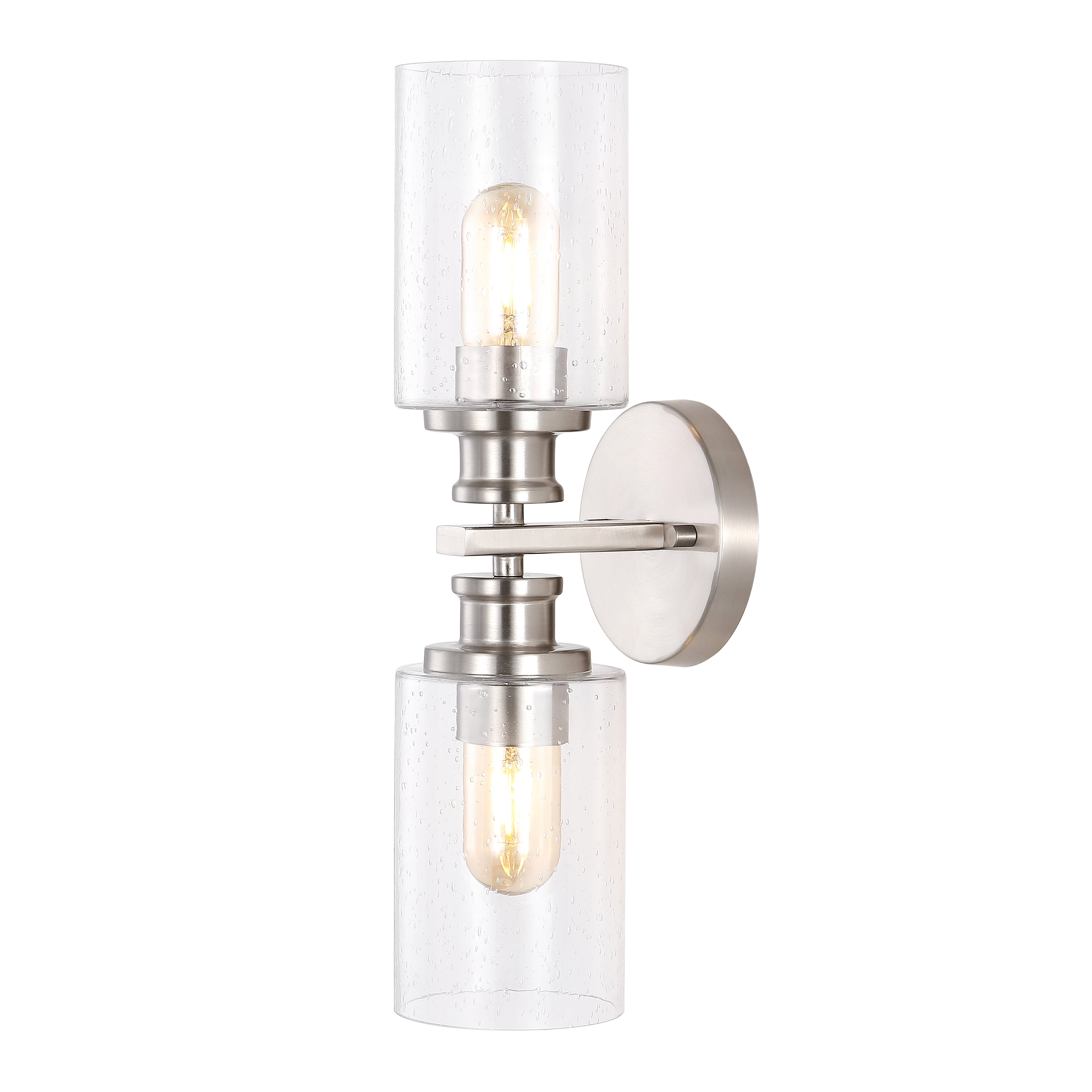 Jules Cylinder 2-Light Iron/Seeded Glass Farmhouse Contemporary LED Wall Sconce