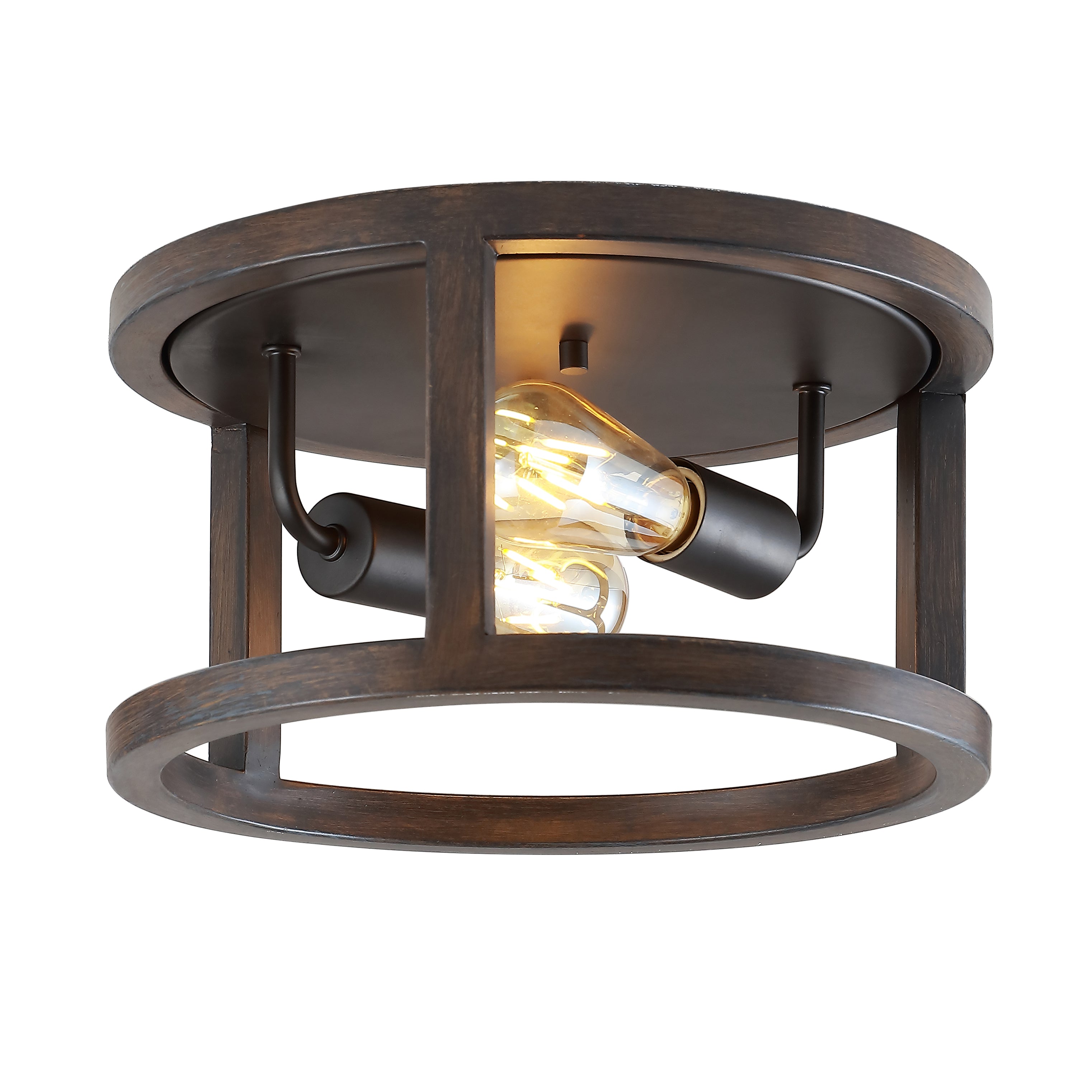 Atelier 2-Light Iron Rustic Industrial LED Flush Mount