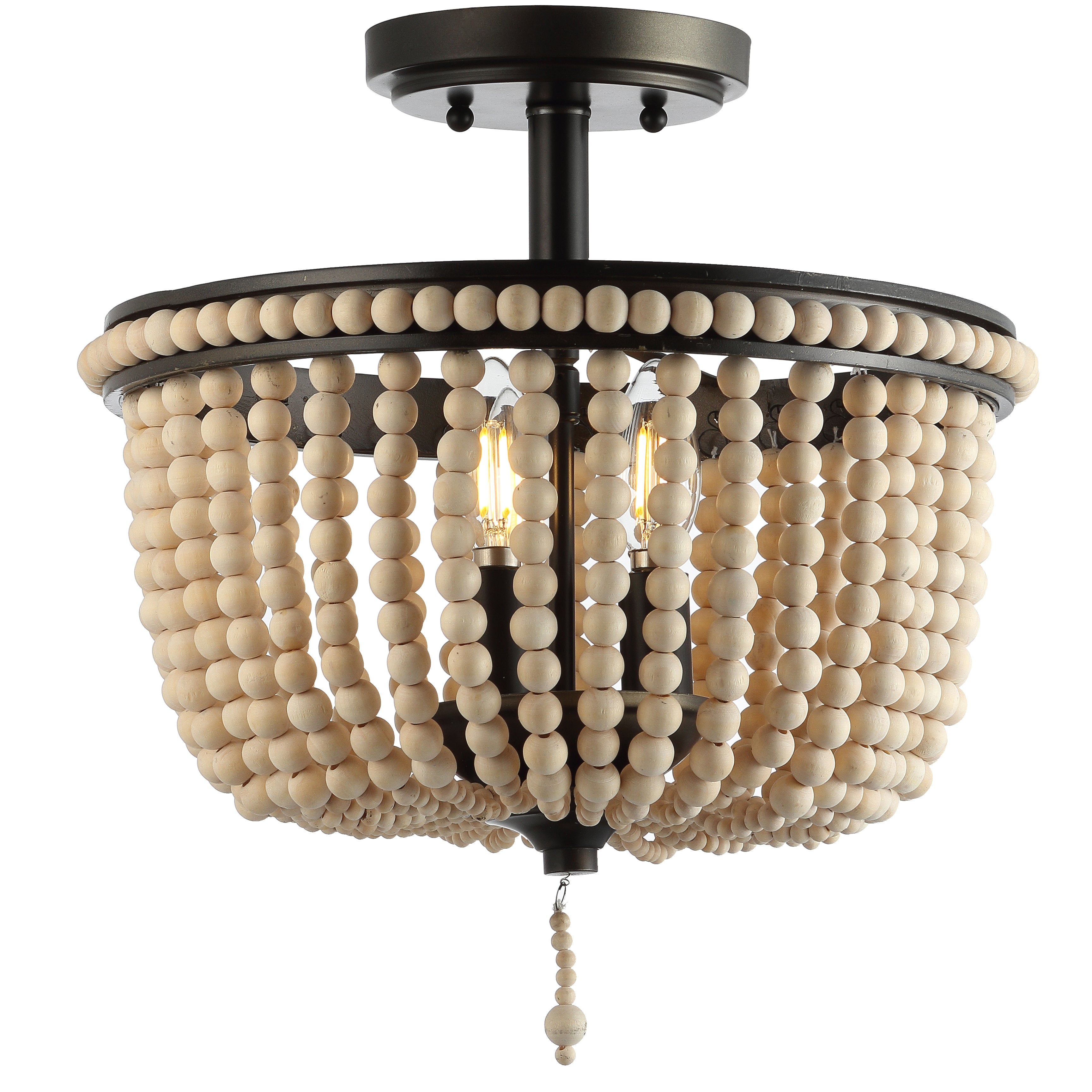 Allie Wood Beaded/Metal LED Semi Flush Mount