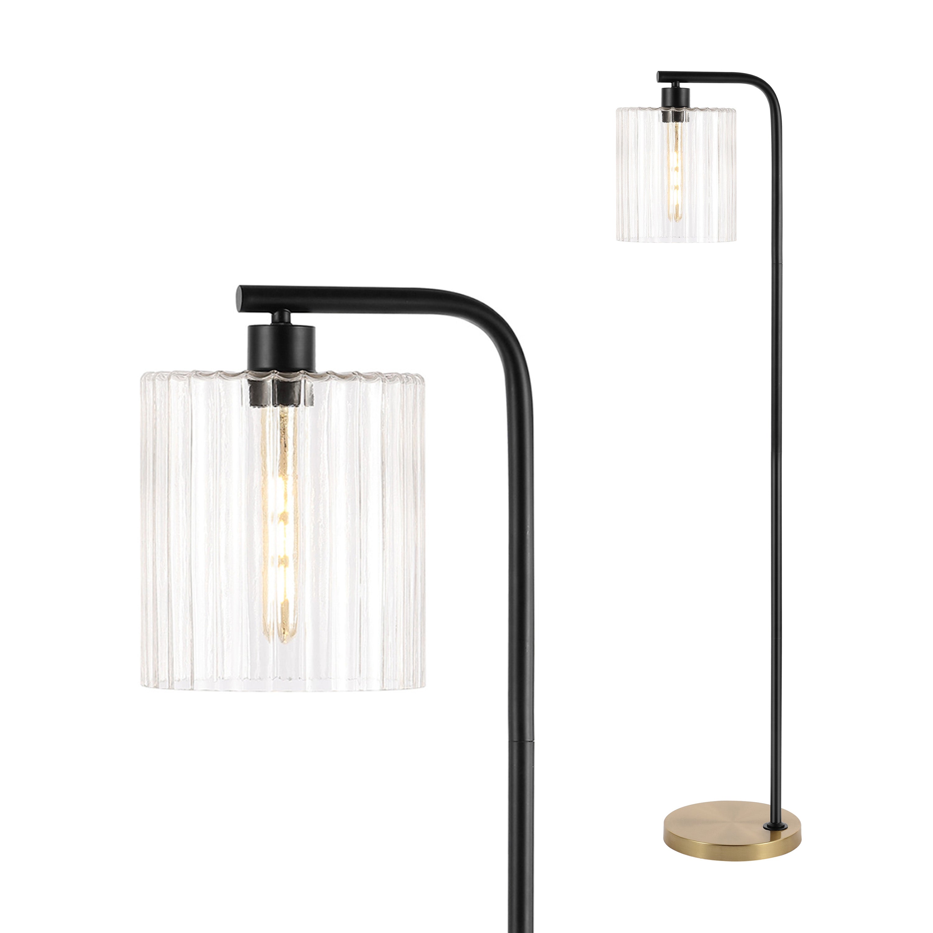 Easton Modern Minimalist Metal/Ribbed Glass LED Floor Lamp