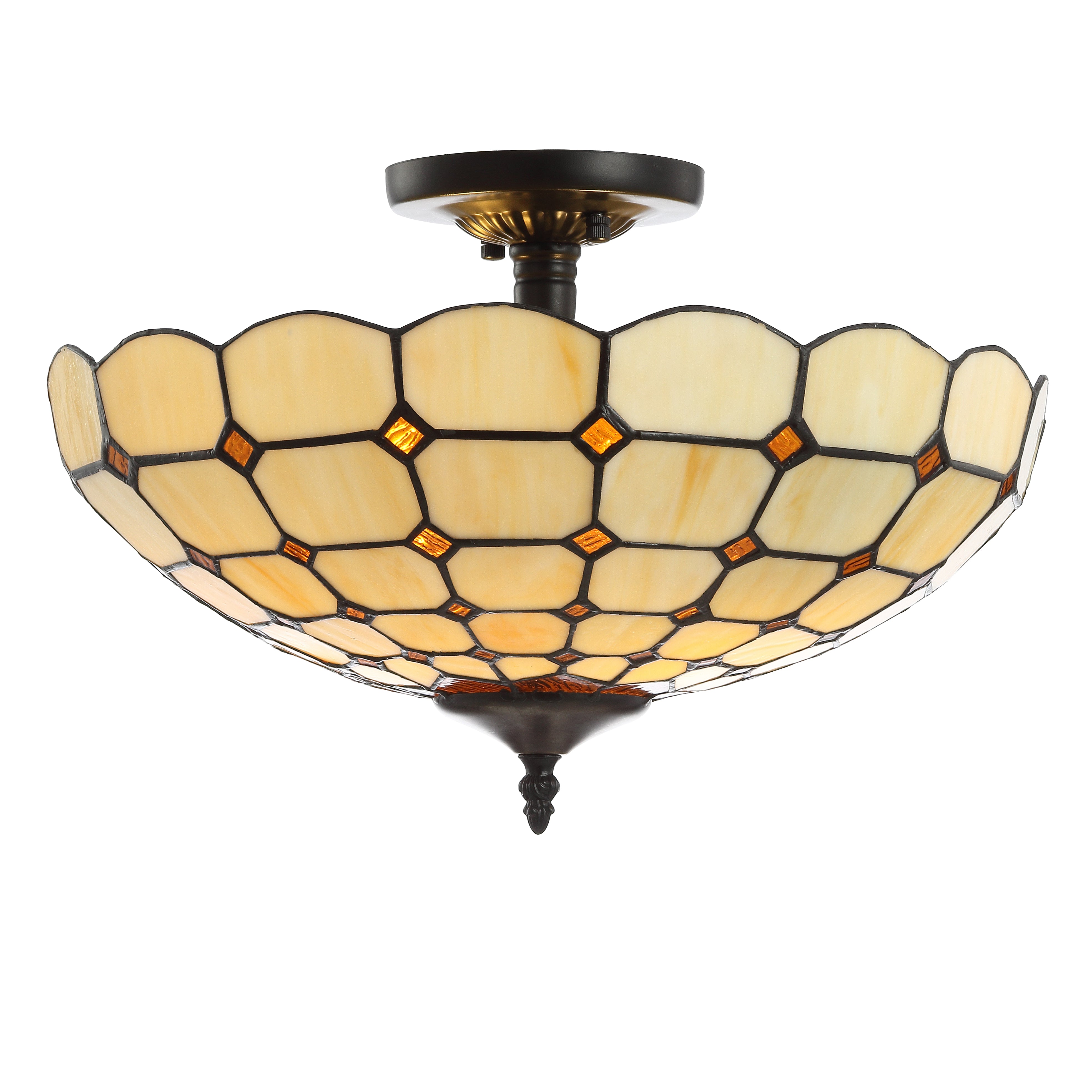 Jennifer Tiffany-Style Glass/Metal LED Semi-Flush Mount