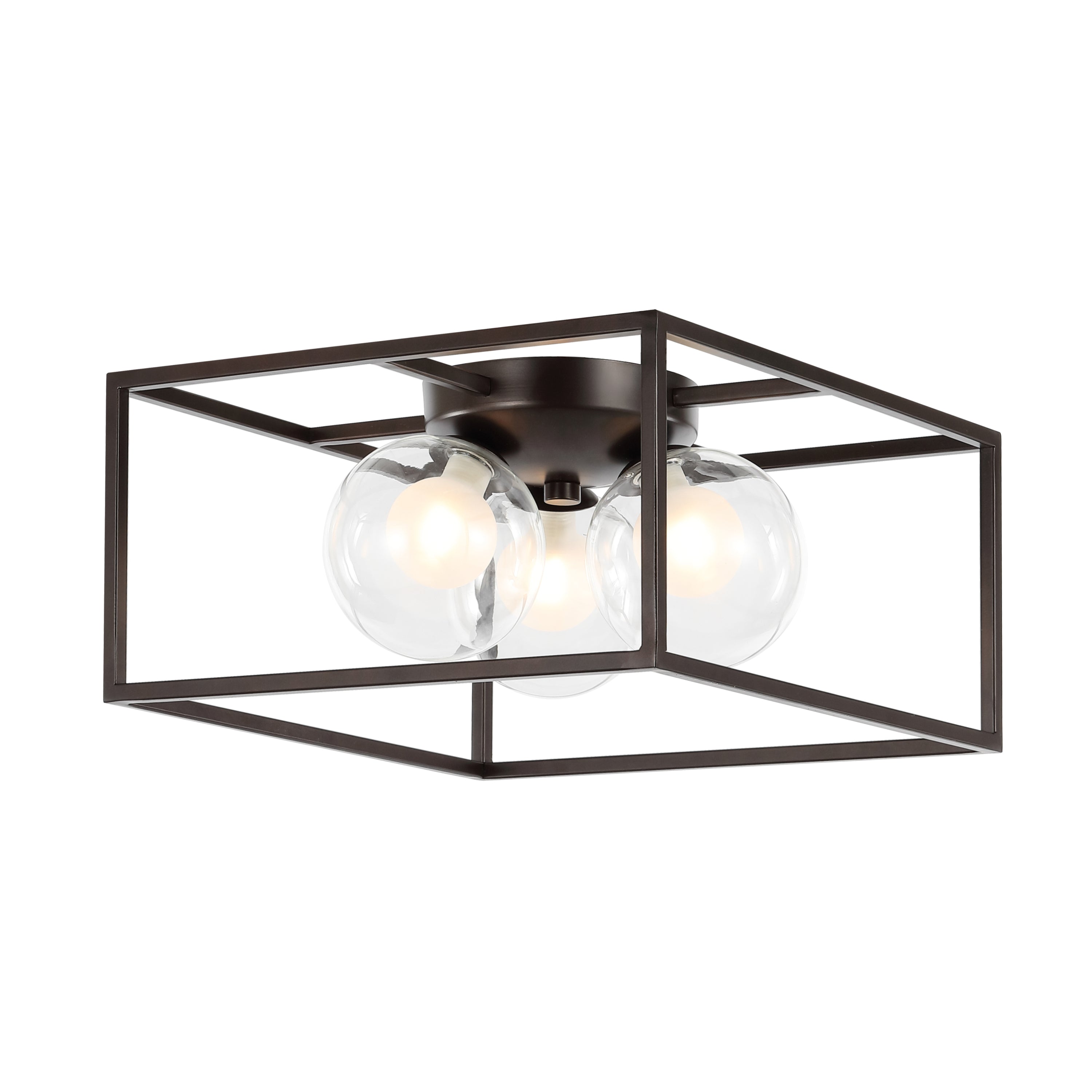 Kyle 3-Light Modern Farmhouse Metal/Iron Open-Caged LED Flush Mount