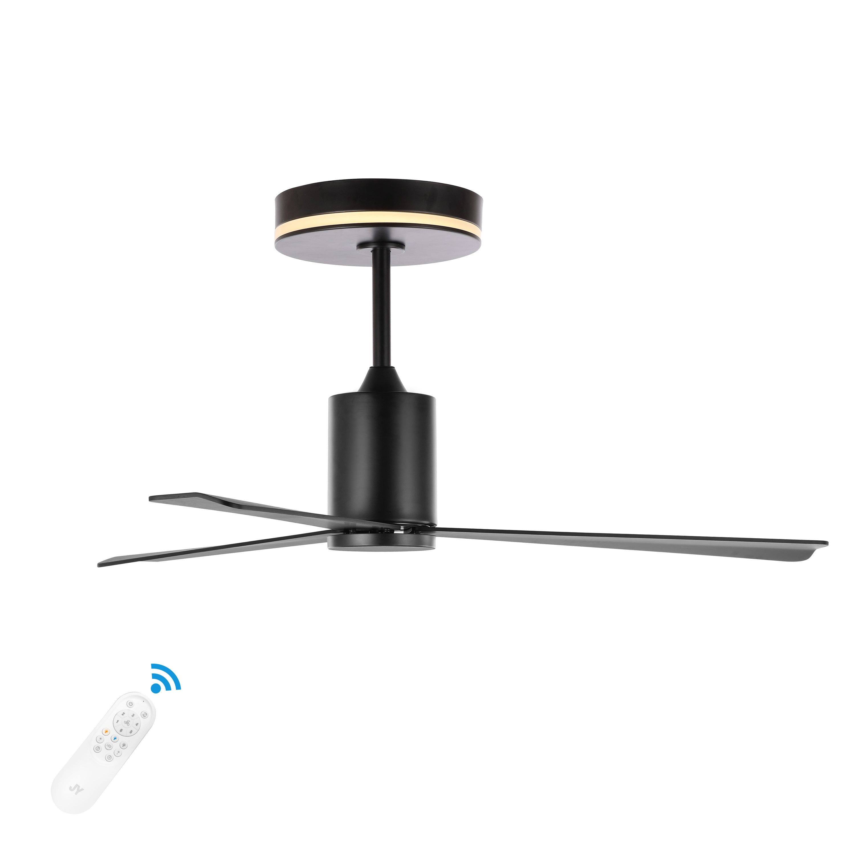 Levi 1-Light Contemporary Minimalist 6-Speed Iron Height Adjustable Integrated LED Ceiling Fan with Remote