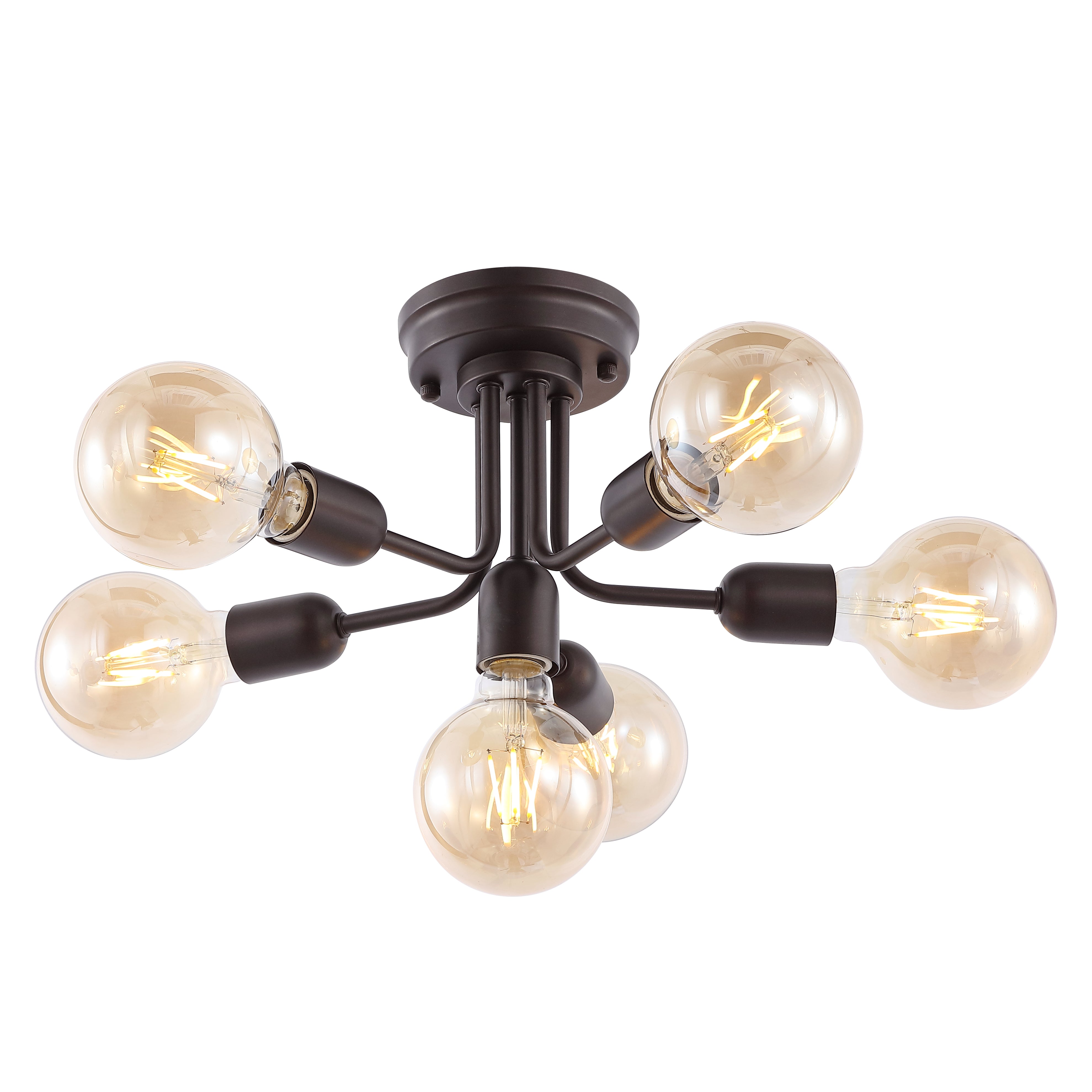 Marcel 6-Light Globe Farmhouse Modern Iron Bistro LED Semi Flush Mount