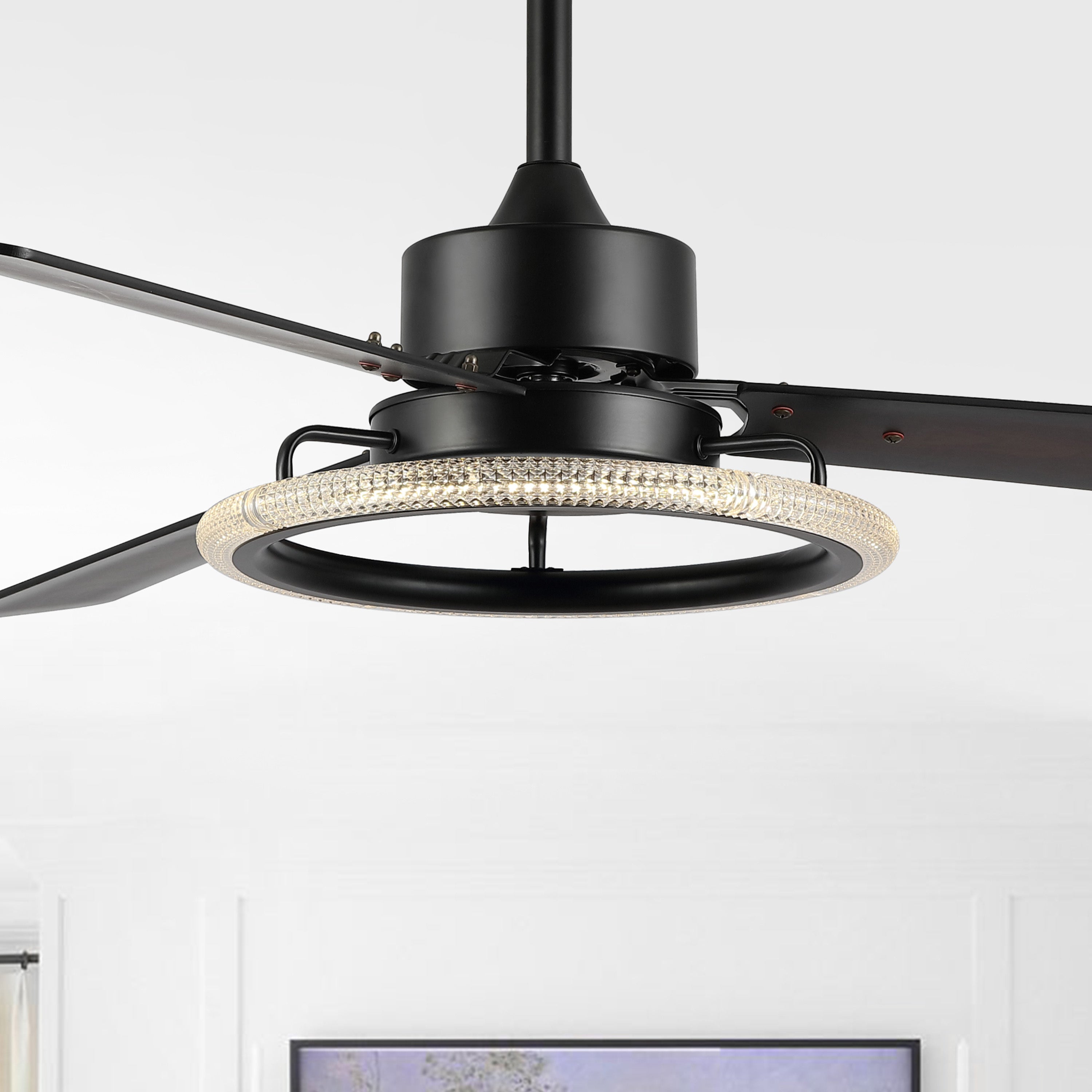 Remy 1-Light Modern Industrial Iron/Acrylic/Wood Remote-Controlled 6-Speed Integrated LED Ceiling Fan