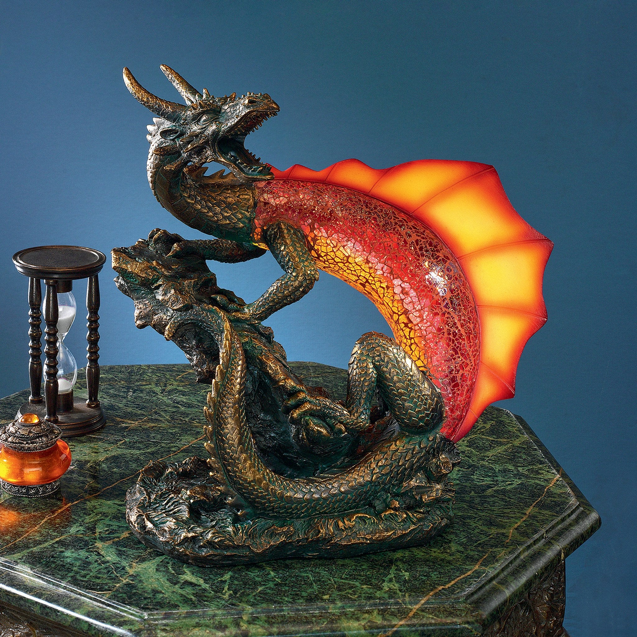 Viper the Serpent Dragon Illuminated Mosaic Glass Sculpture