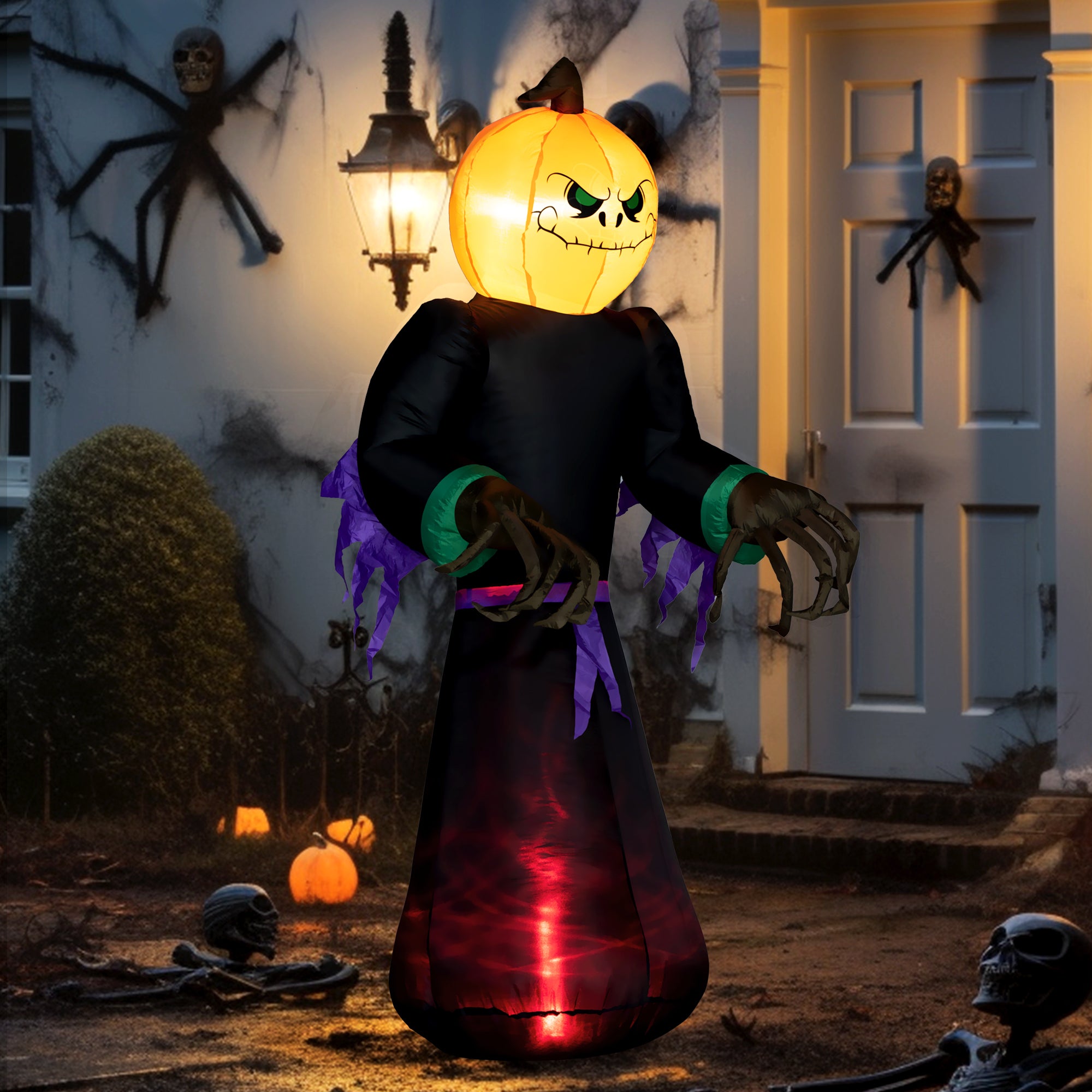 7' Halloween Inflatable Outdoor Decoration Reaper Ghost Pumpkin, Blow Up LED Yard Decor for Garden, Lawn, Party, Holiday, Waterproof