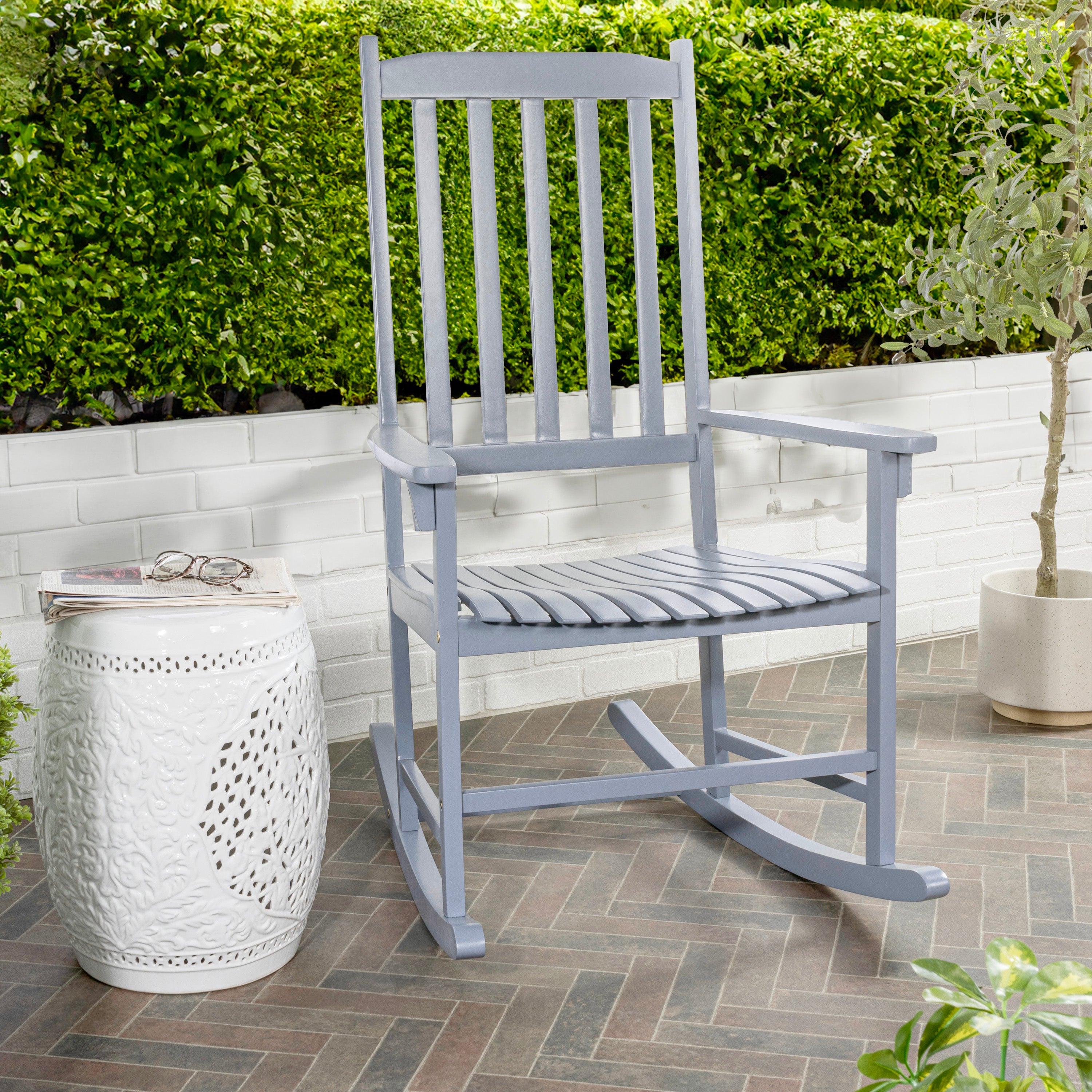 Seagrove Farmhouse Classic Rocking Chair with Slat-Back Support