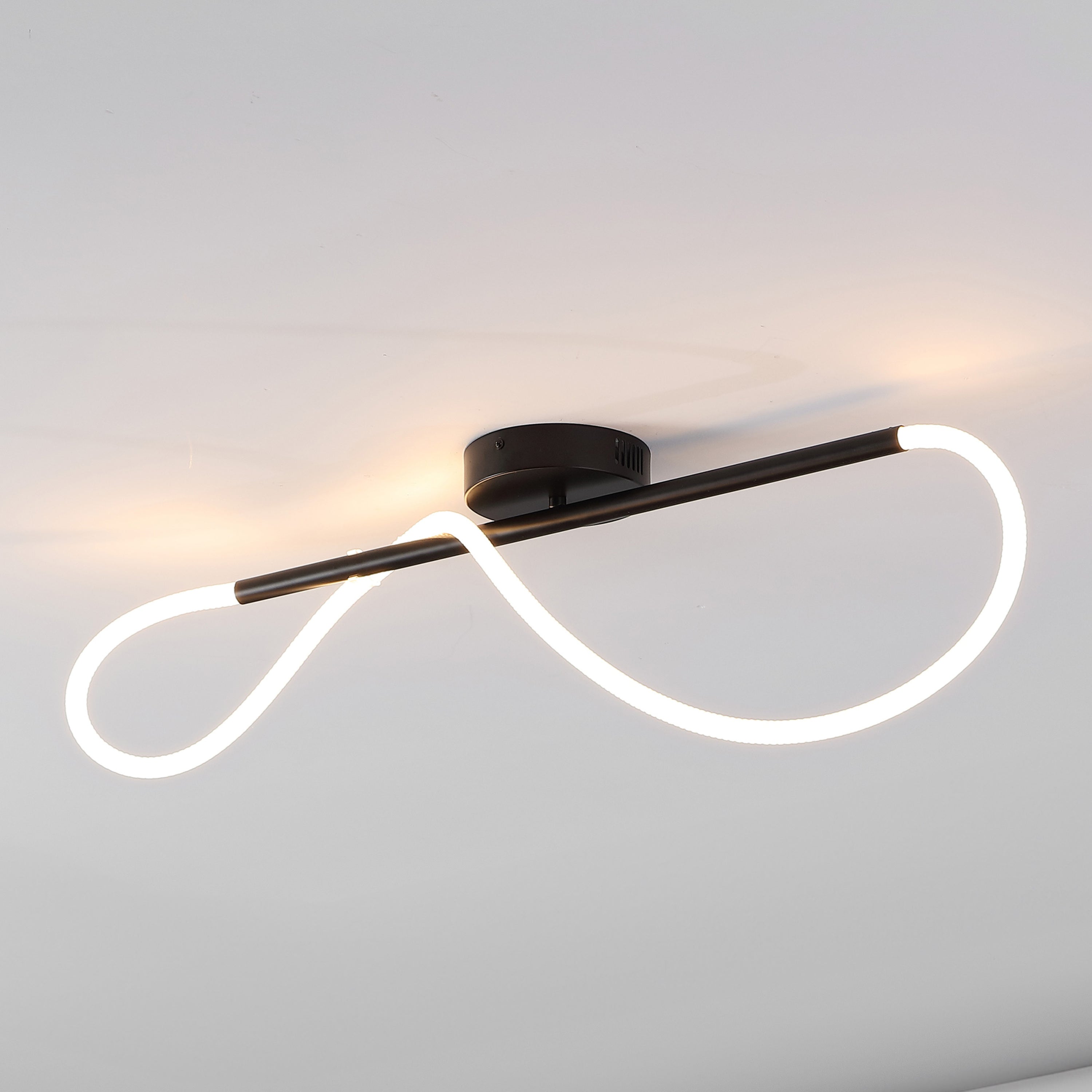 Alessio Contemporary Minimalist 360 Adjustable Silicone Neon Rope Dimmable Linear Integrated LED Flush Mount