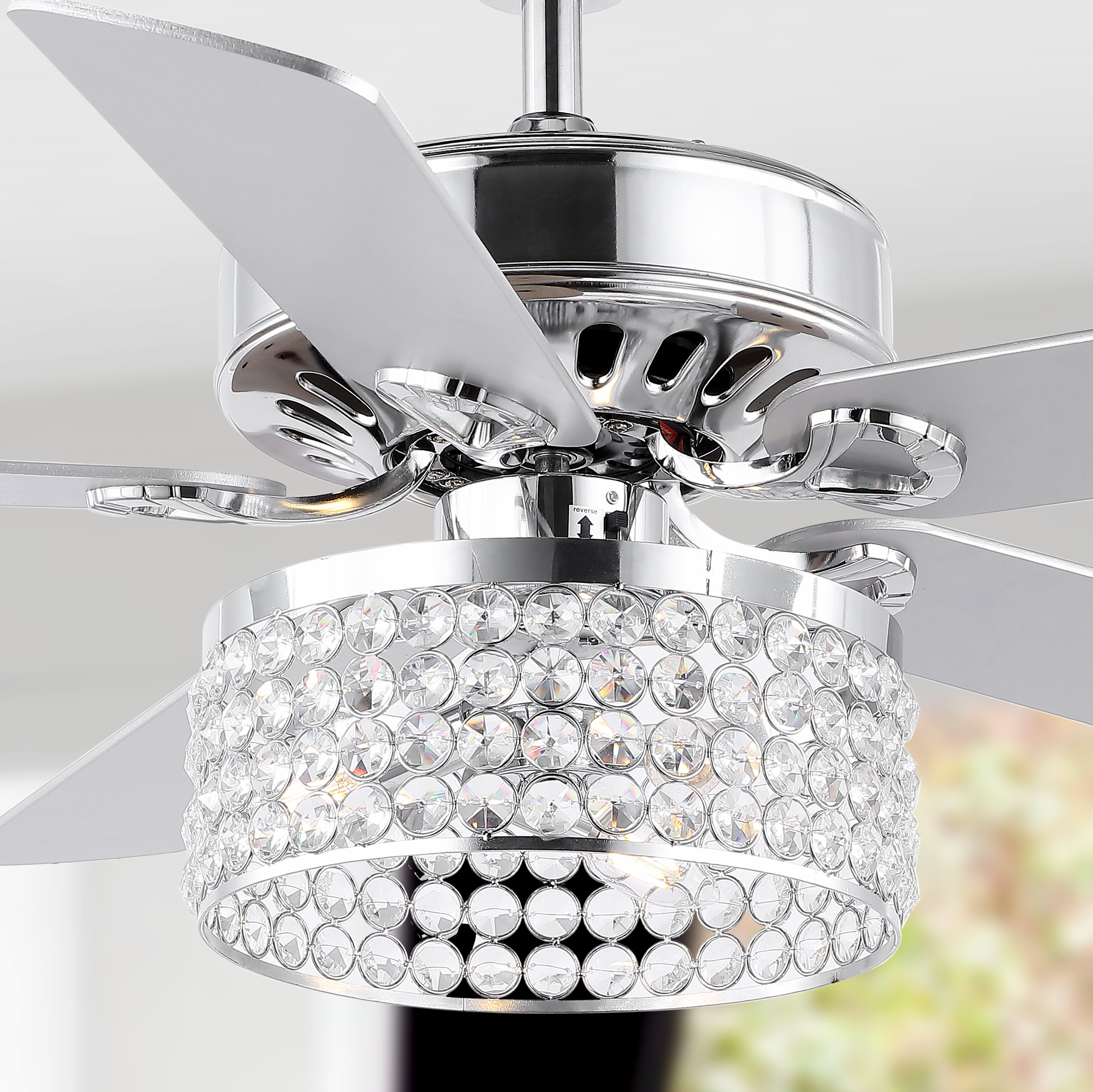 Kristie 3-Light Crystal/Metal Modern Glam Drum LED Ceiling Fan With Remote