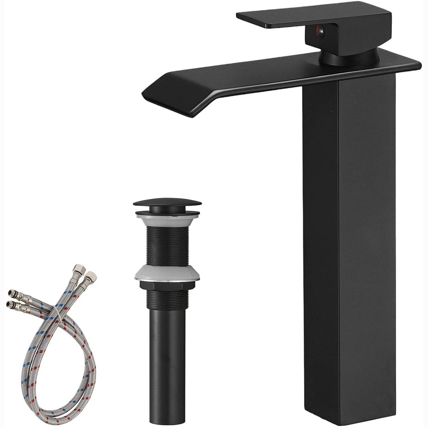 Waterfall Single Hole 1-Handle Bathroom Sink Faucet Black