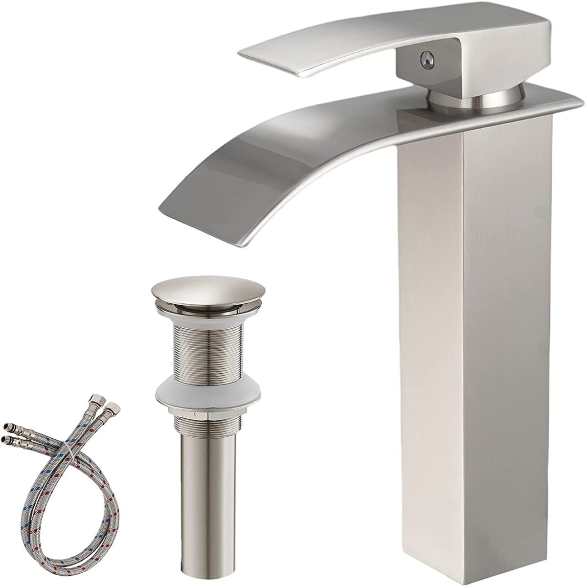 Waterfall Single Handle Bathroom Faucet Brushed Nickel