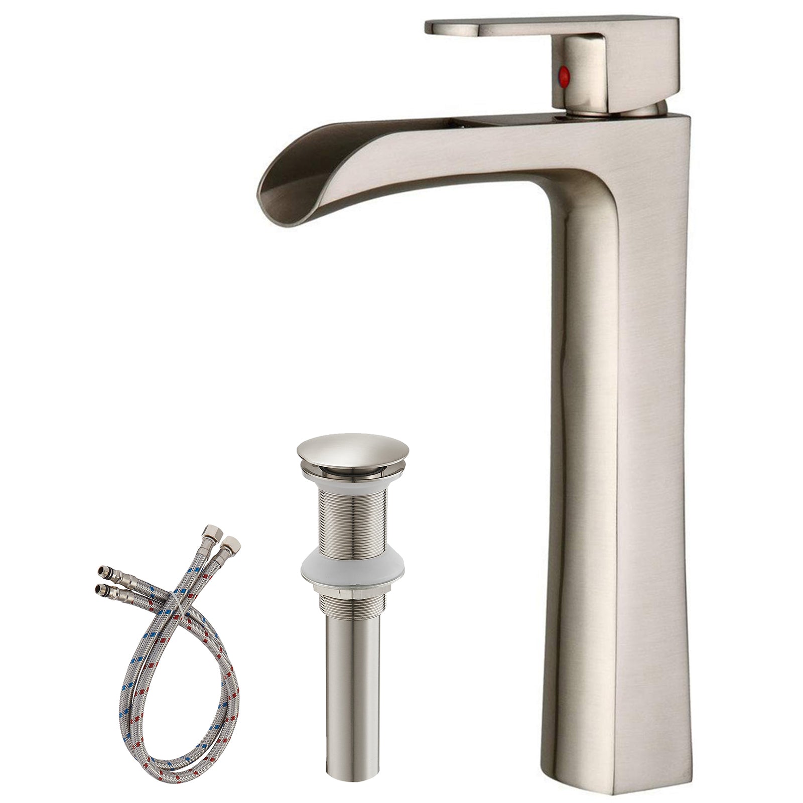 Waterfall Single Hole 1-Handle Sink Faucet Brushed Nickel