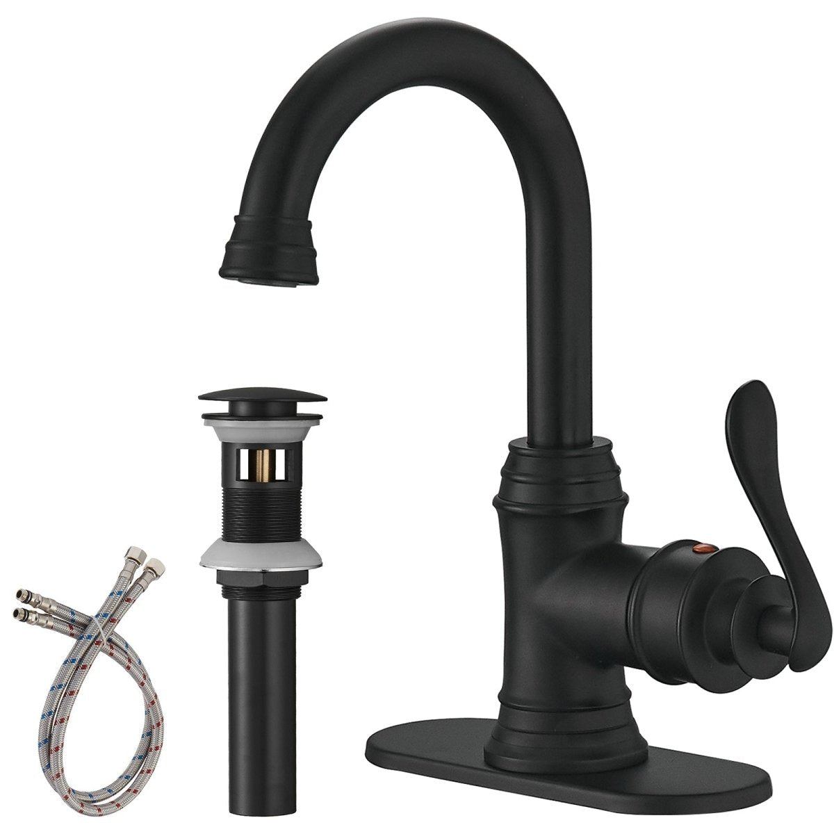 Single Hole 1-Handle Bathroom Faucet With Swivel Spout Black