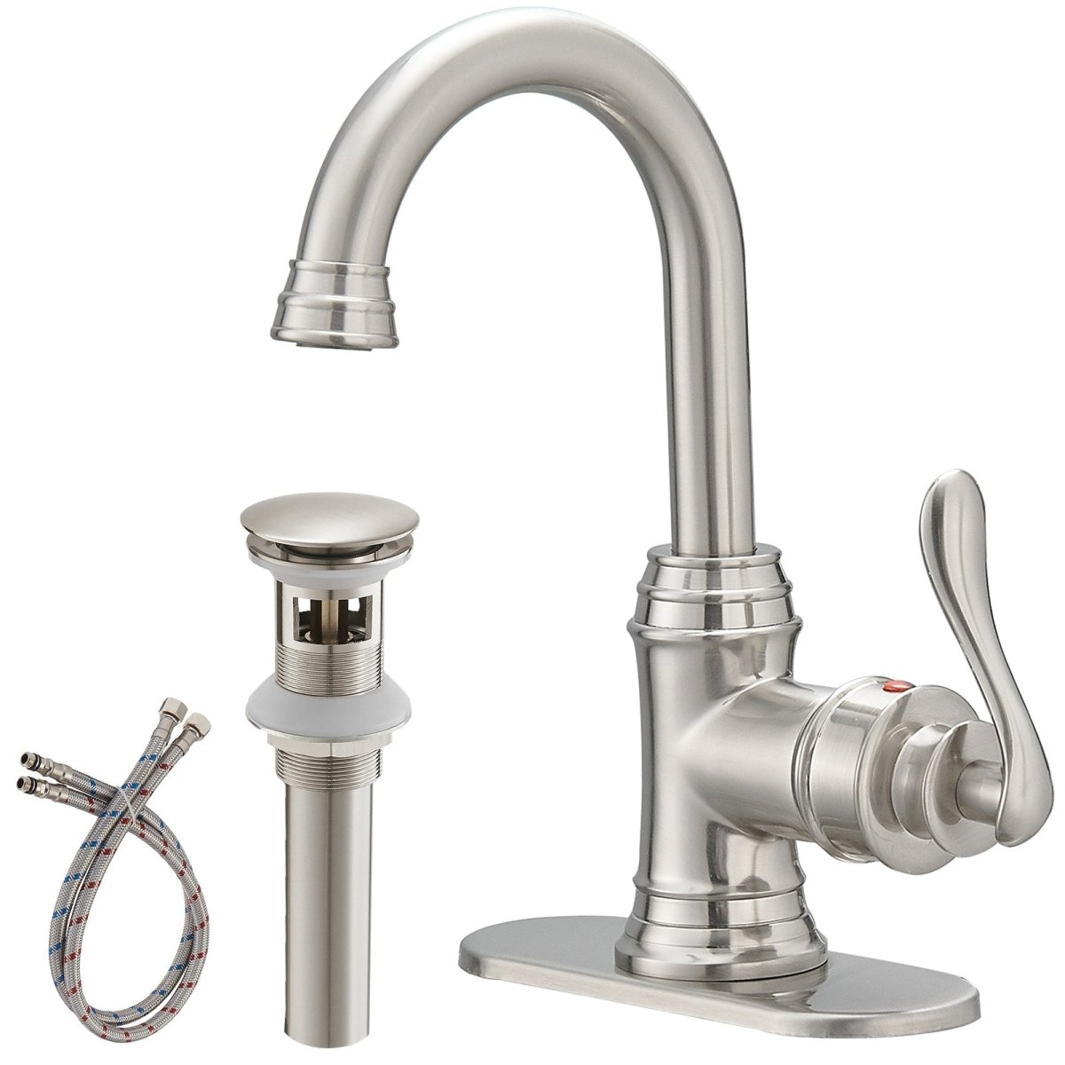 Single Hole Bathroom Faucet with Swivel Spout Brushed Nickel