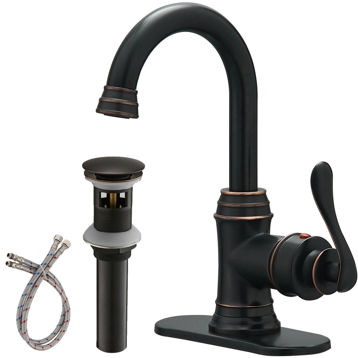 Single Hole Bathroom Faucet With Swivel Spout Bronze