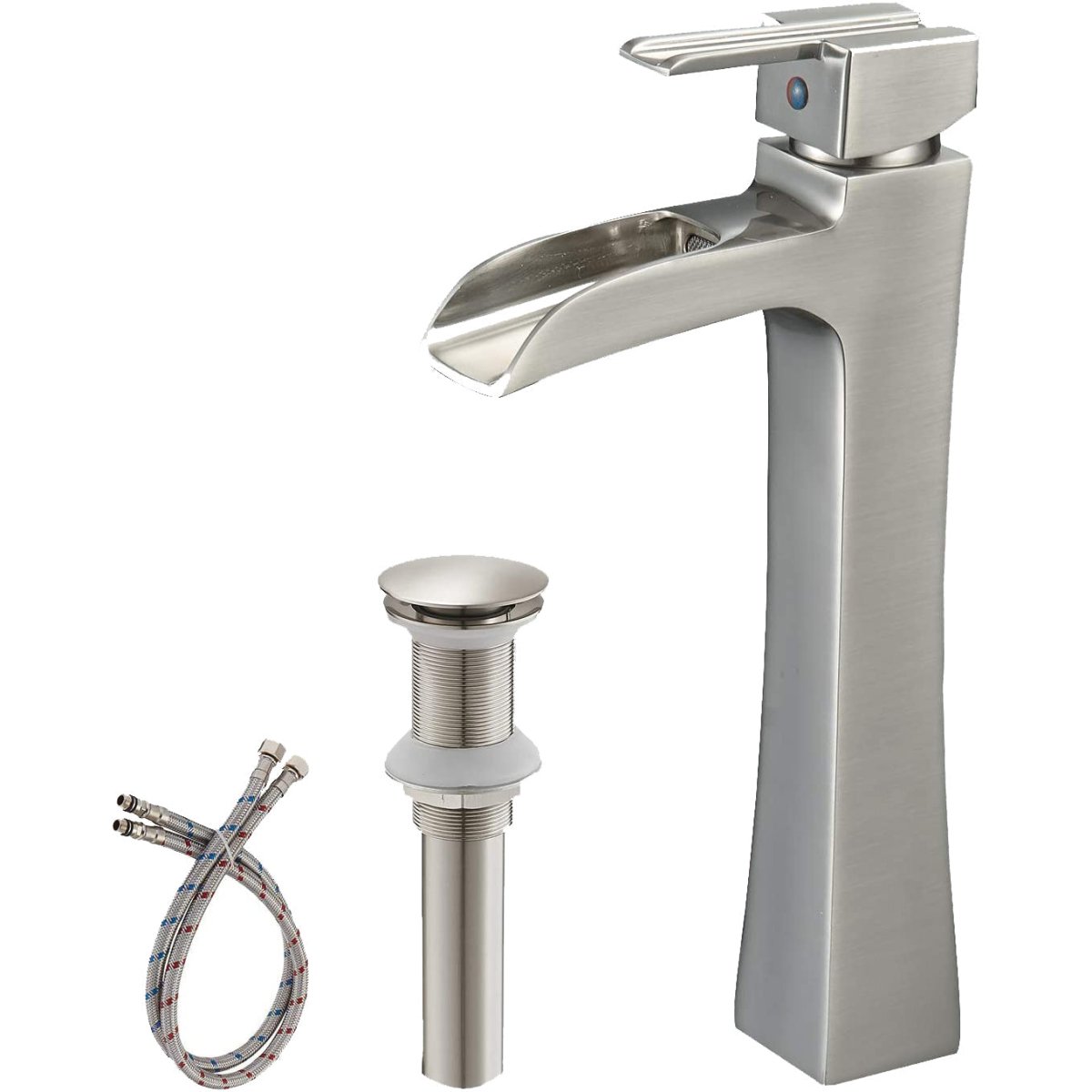 Waterfall Single Hole Single-Handle Bathroom Faucet Nickel