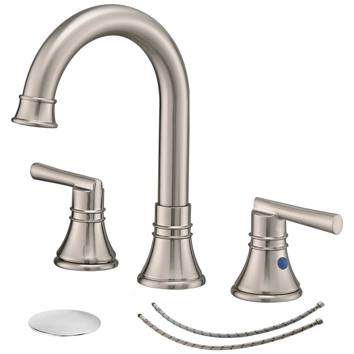 J-Spout 8 in 2-Handle Bathroom Sink Faucet Brushed Nickel