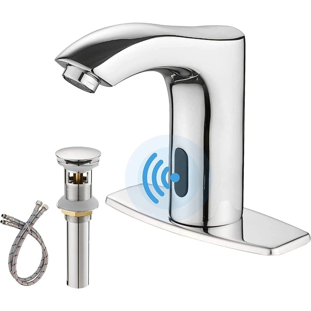 Touchless Bathroom Faucet With Deckplate Drain Chrome