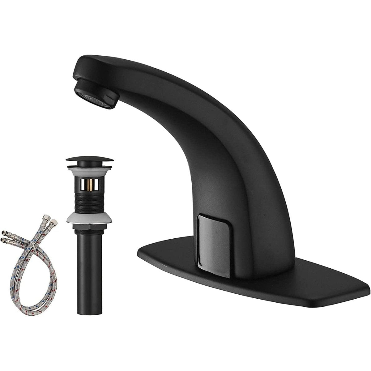 Touchless Bathroom Faucet with Deckplate & Drain Black