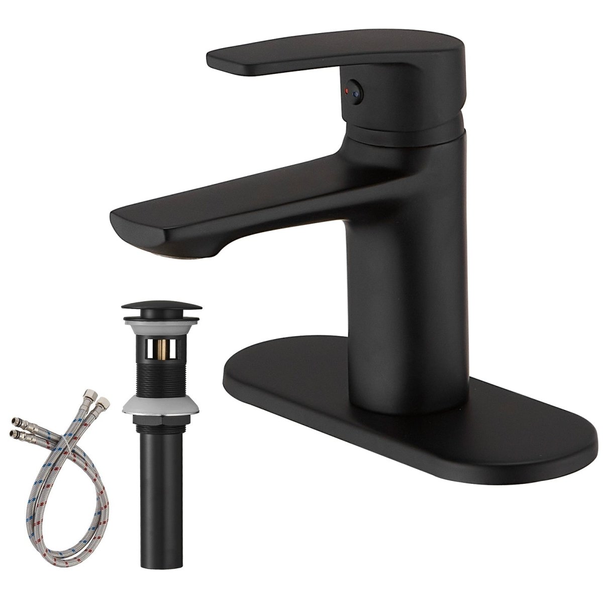 Single Hole Commercial Bathroom Sink Faucet with Drain Black