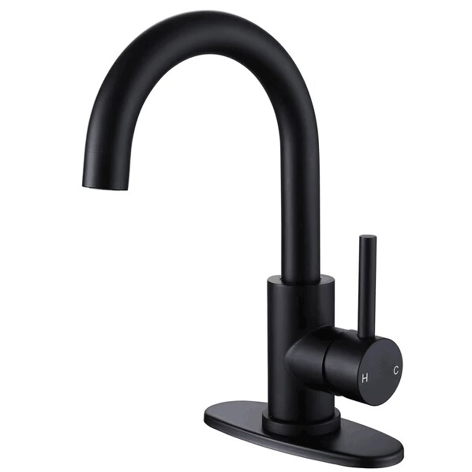 1 Hole 1-Handle High Bathroom Faucet with Swivel Spout Black