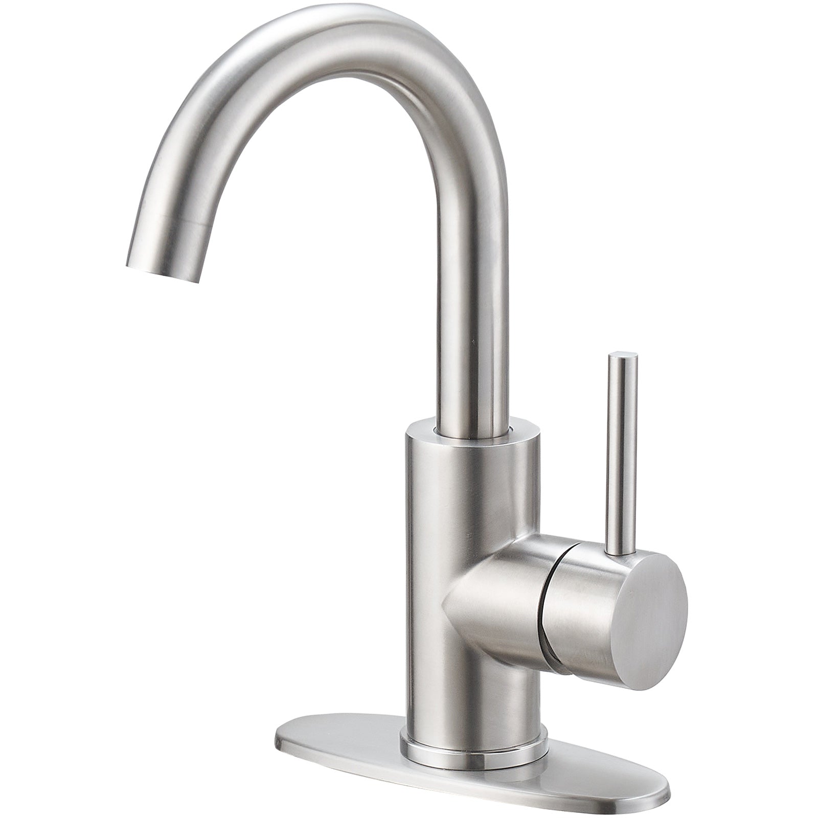 1 Hole 1-Handle High Arc Bathroom Faucet Swivel Spout Nickel