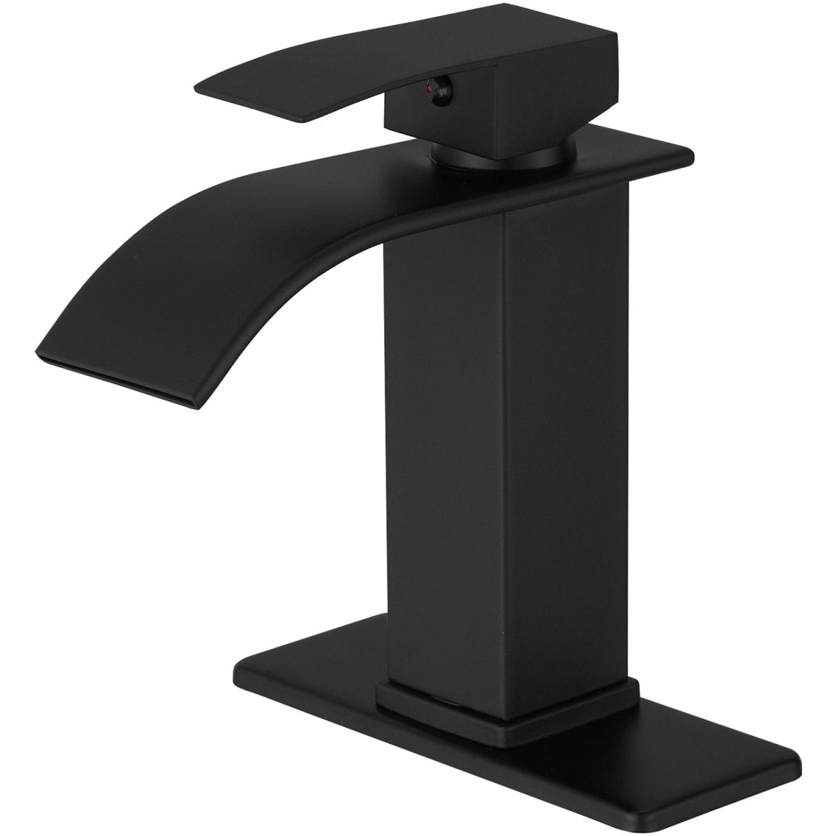 Waterfall Single Handle Low-Arc Bathroom Faucet Matte Black