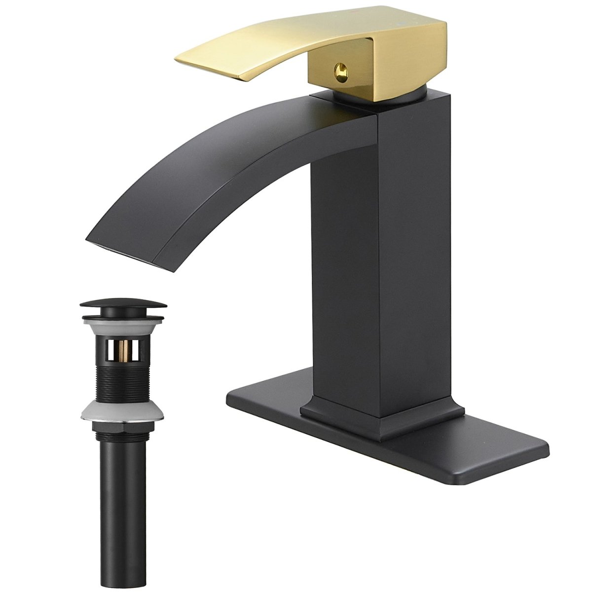 Single Hole Single Handle Bathroom Sink Faucet Gold & Black