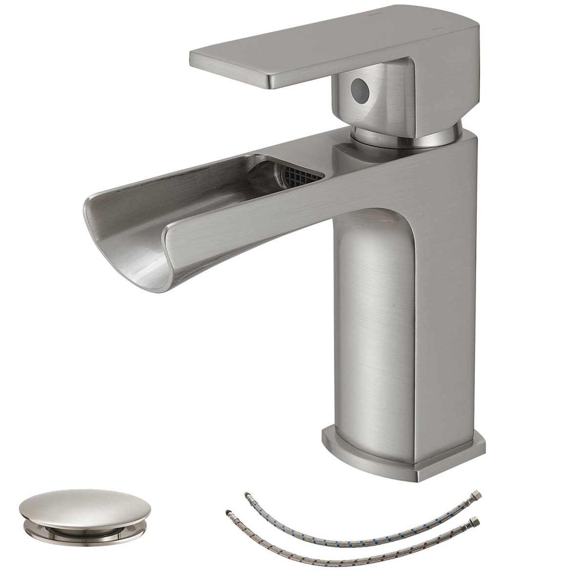 Single Handle Low-Arc Modern Bathroom Faucet Brushed Nickel