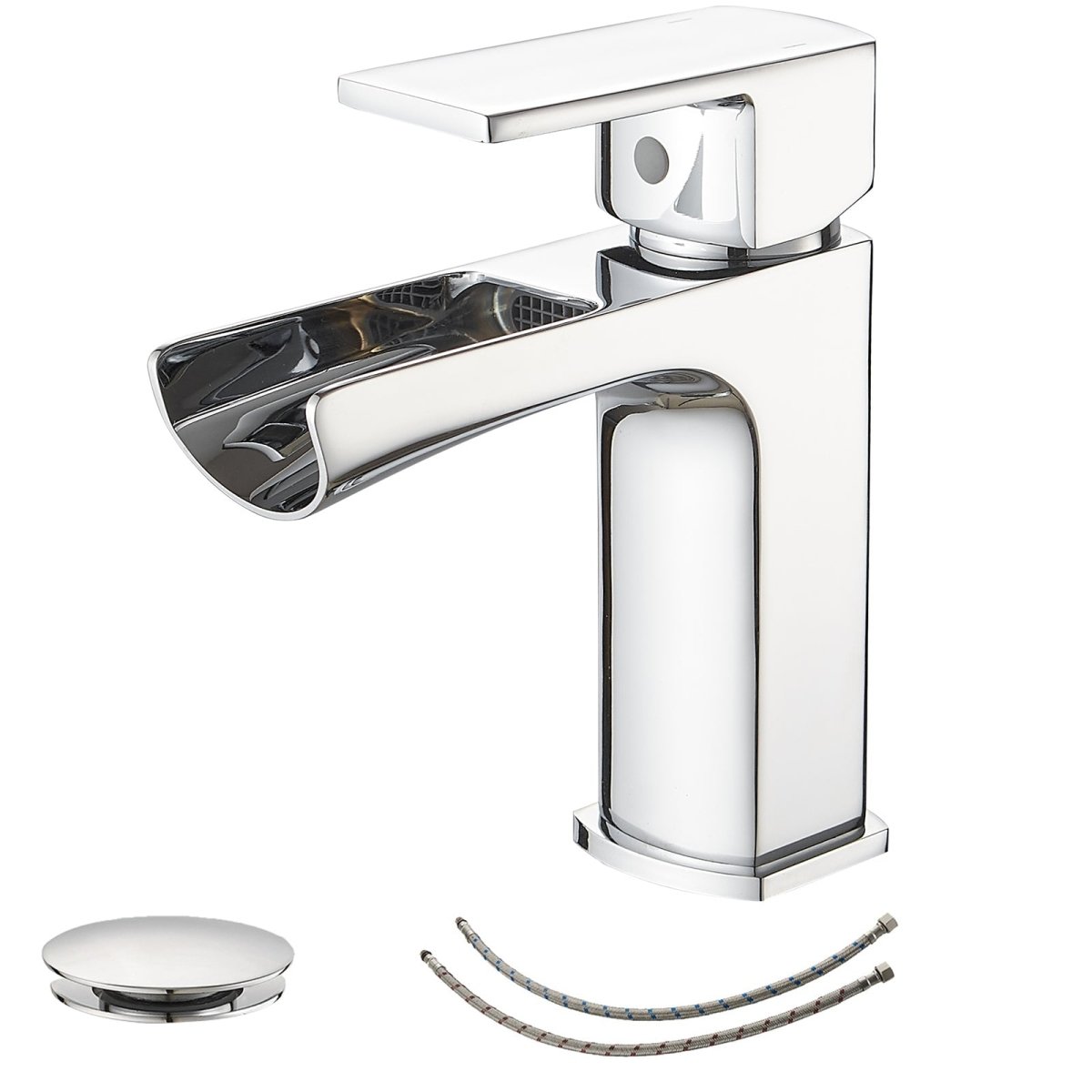 Single Handle Single Hole Low-Arc Bathroom Faucet Chrome