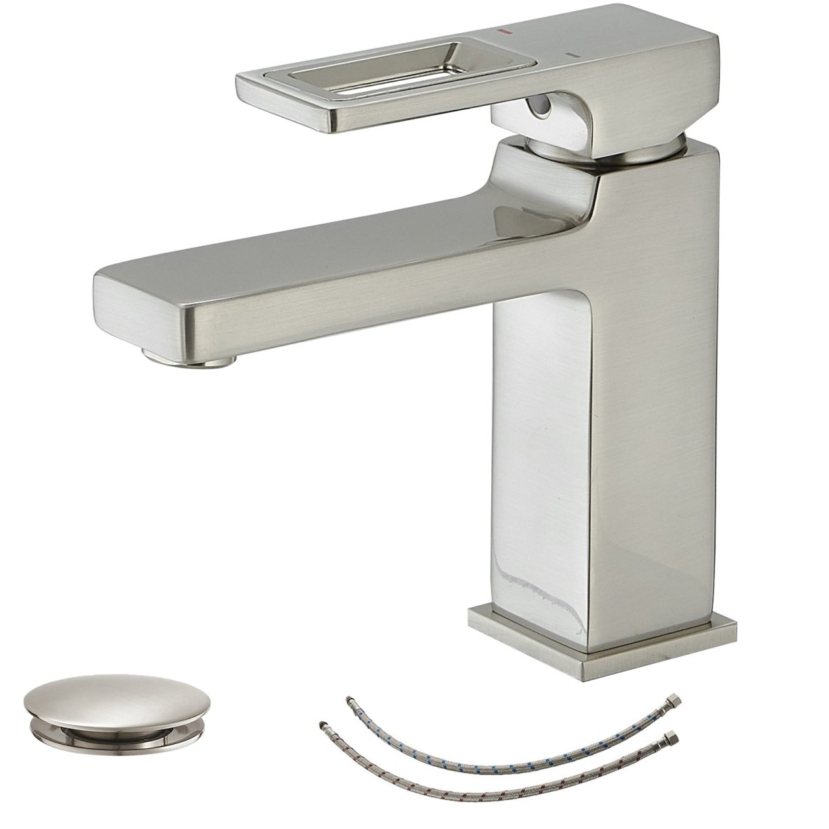 Single Hole Water-Saving Basin Bathroom Faucet Brushed Nickel