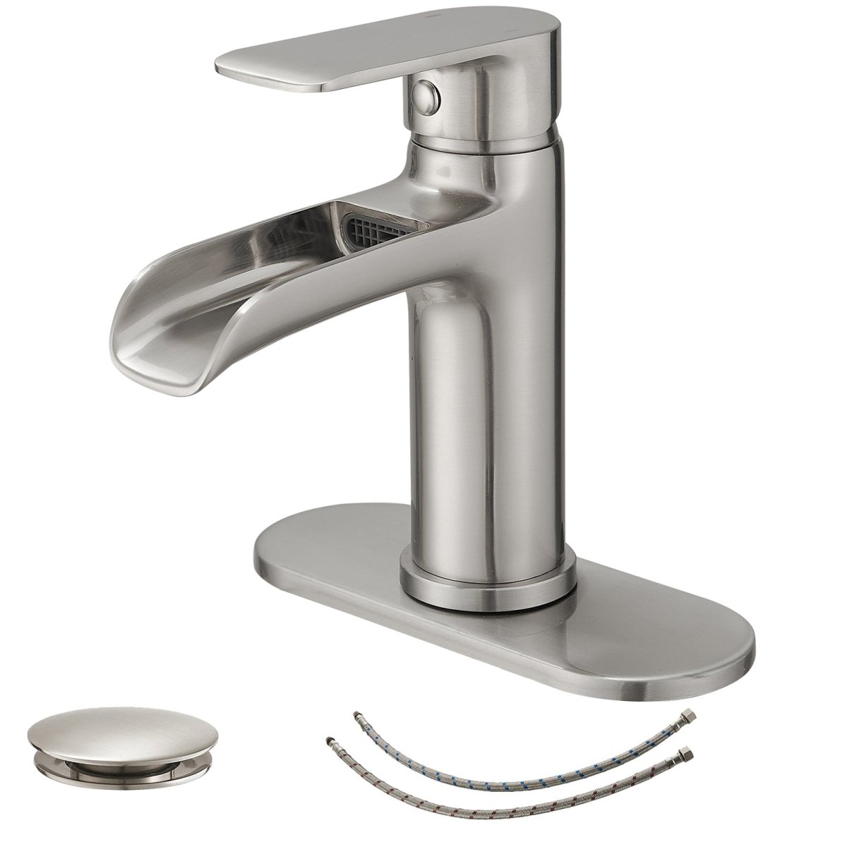 Waterfall Bathroom Faucet One Hole Faucet Brushed Nickel