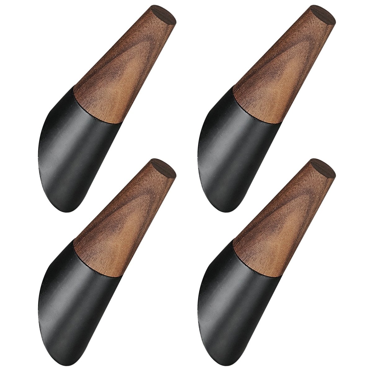 4 Pack Wood Bathroom Robe Coat Towel Hook in Matte Black