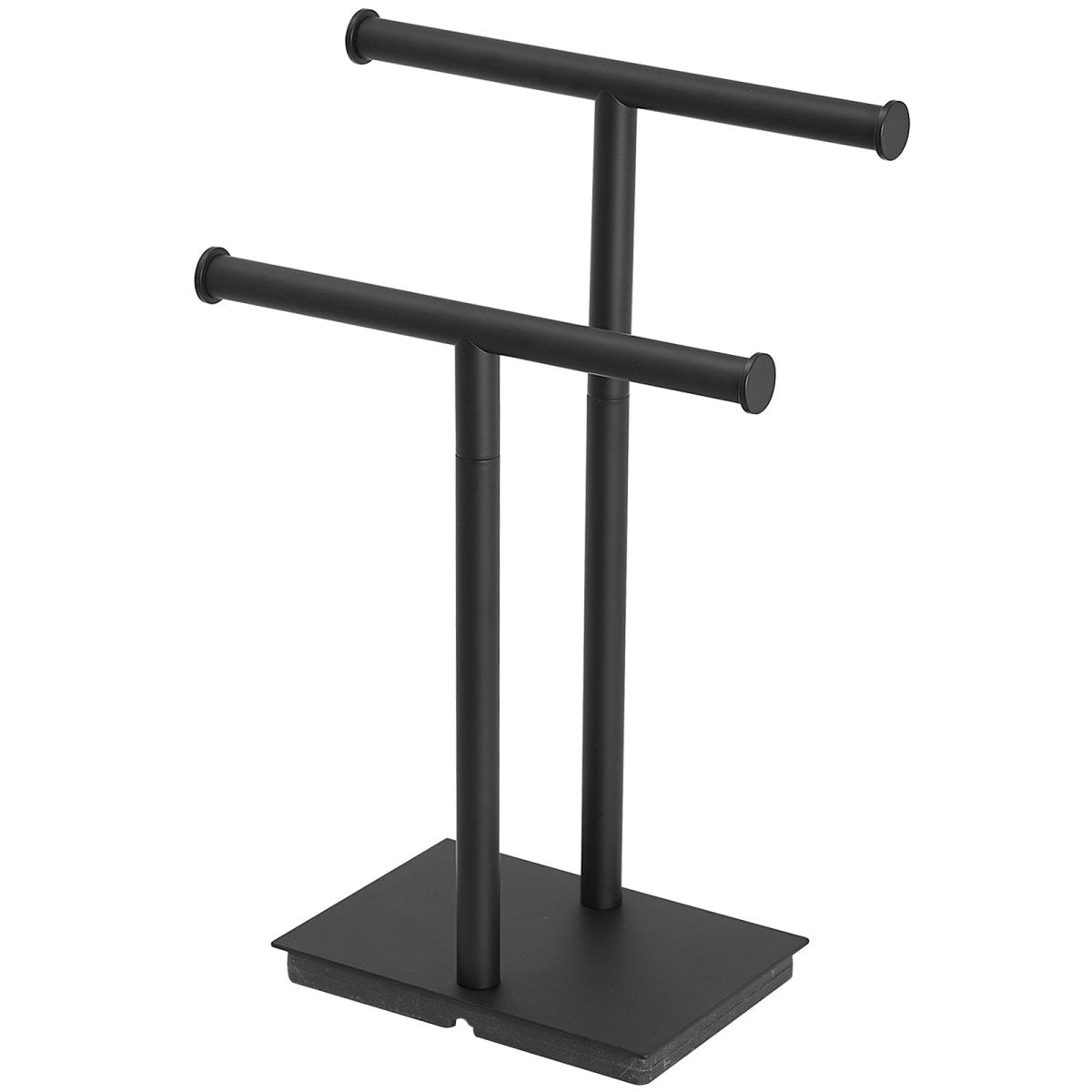 Toilet Paper Holder with 2-Tier Hand Towel Racks in Black