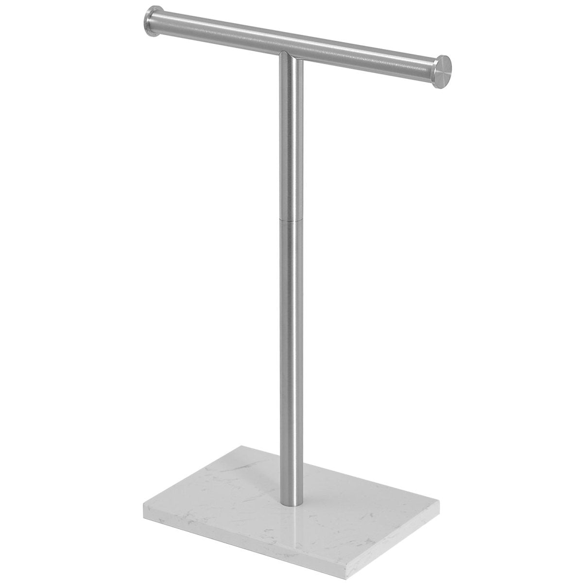 T-Shape Toilet Paper Holder with Natural Marble Base Nickel