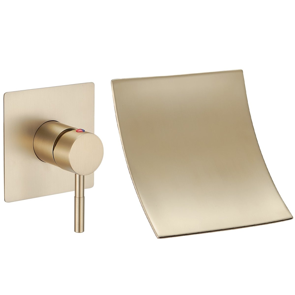 Single Handle Wall Mount Waterfall Bathroom Faucet Brushed Gold