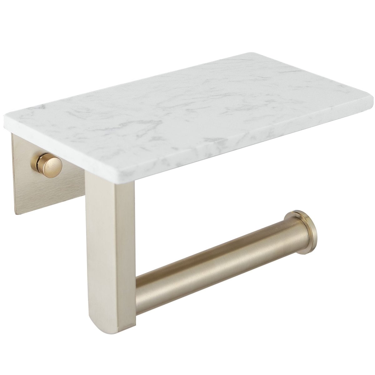 Wall Mount Toilet Paper Holder with Natural Marble Shelf Gold