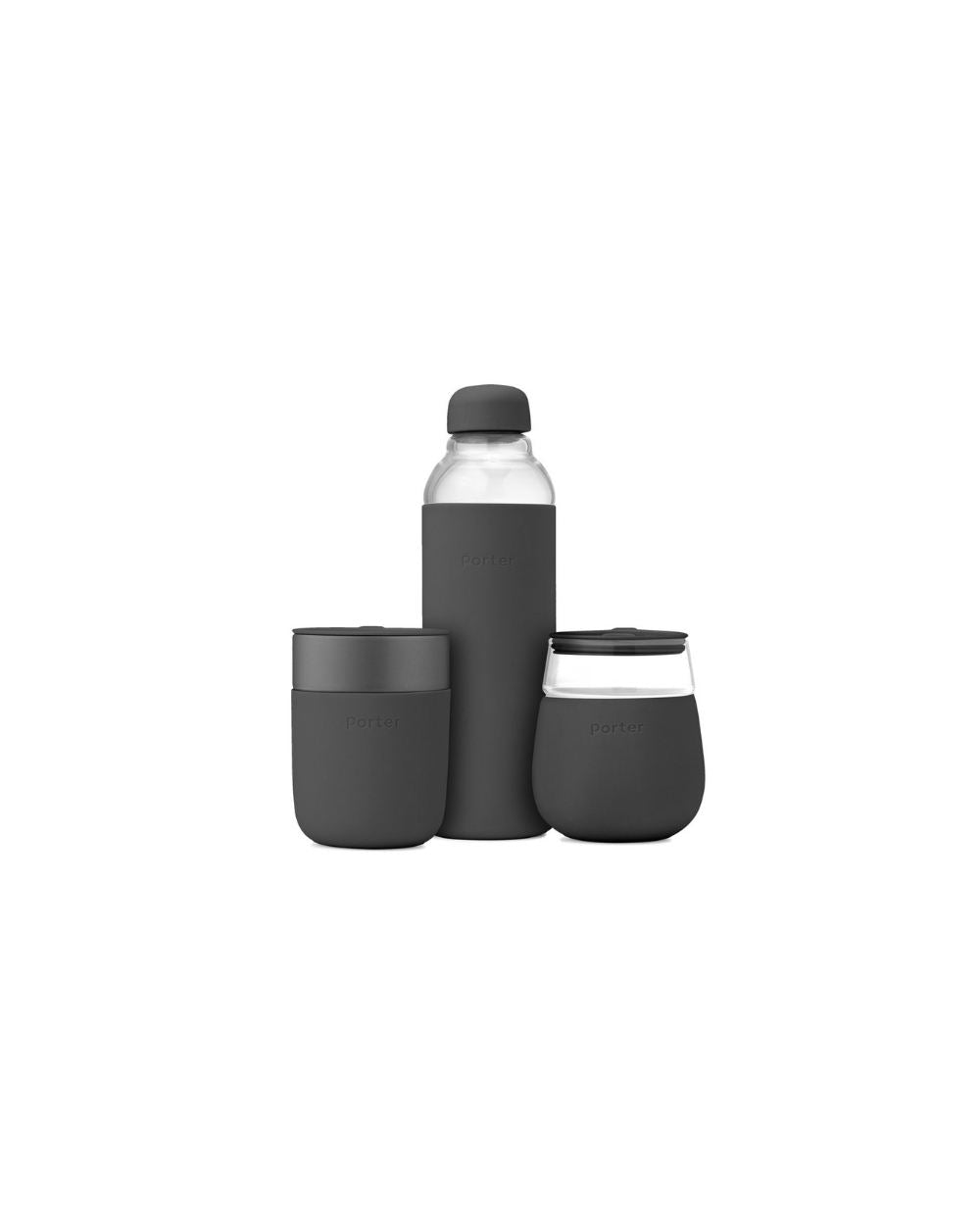 Classic Drinkware Set / Reusable Water Bottle + Mug / BPA-Free + Microwave & Dishwasher Safe, FDA / LFGB Approved (Charcoal Grey) / Porter by W&P