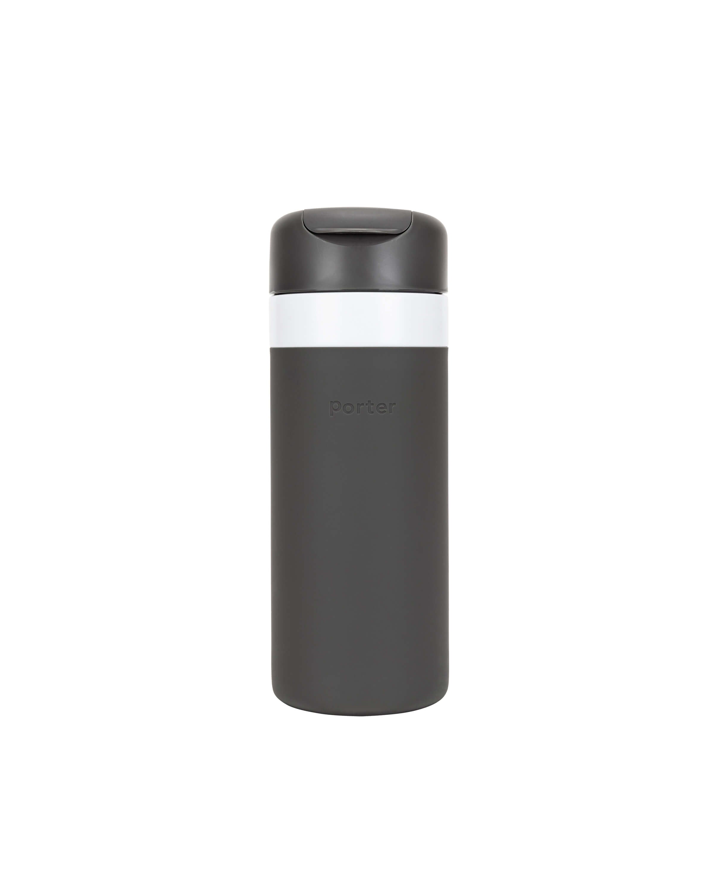 Insulated Travel Ceramic Reusable Bottle (Charcoal Grey, 16 Oz.) / Double-Wall, Vacuum-Insulated Keeps Drinks Hot for 16 Hours and Cold for 24 Hours / Porter by W&P