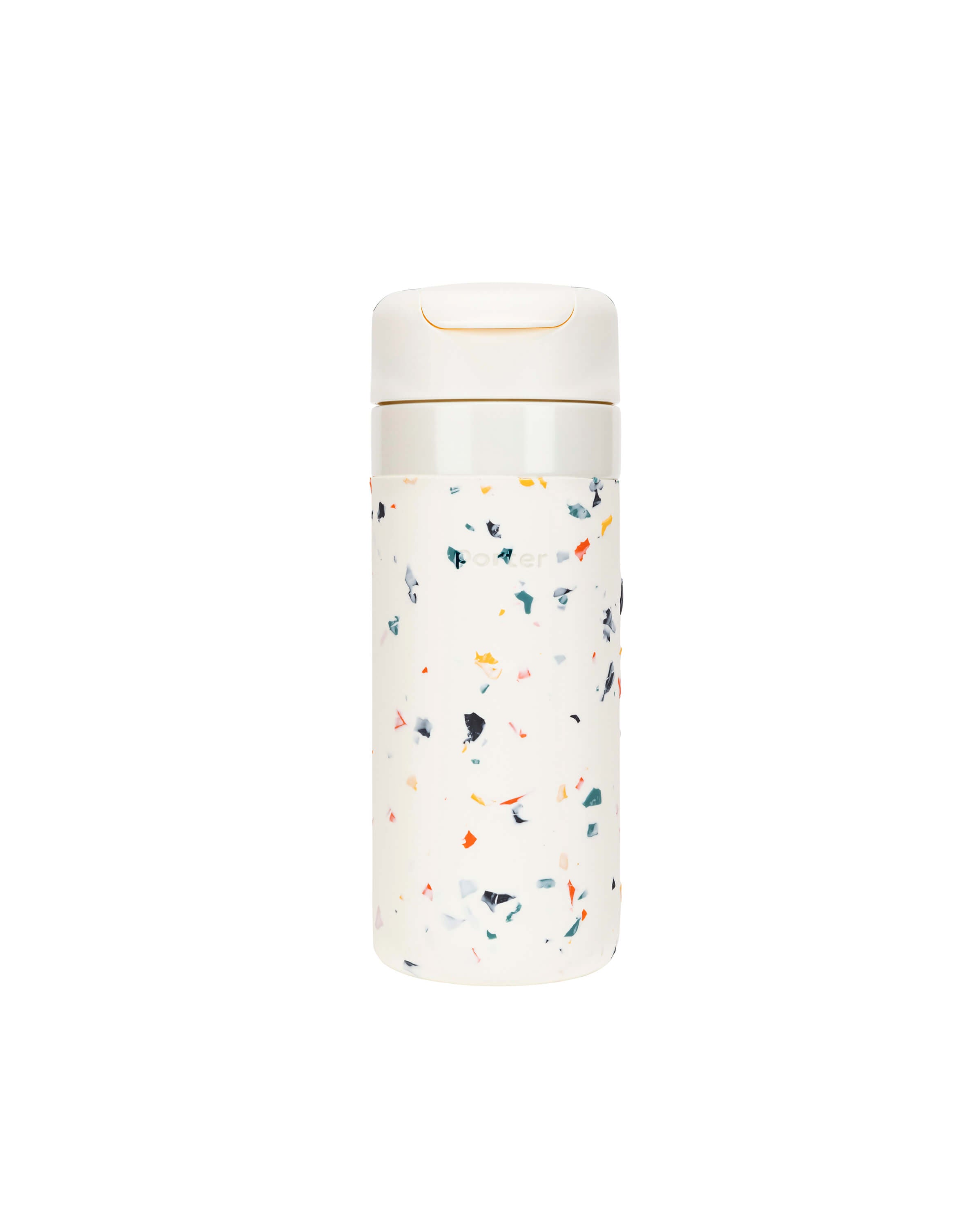 Insulated Travel Ceramic Reusable Bottle (Terrazzo Cream, 16 Oz.) / Double-Wall, Vacuum-Insulated Keeps Drinks Hot for 16 Hours and Cold for 24 Hours / Porter by W&P